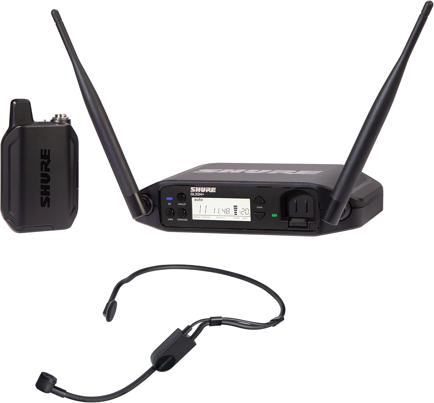 Shure GLXD14+/PGA31 Dual Band Pro Digital Wireless Microphone System - 12-Hour Battery Life, 100 ft Range | PGA31 Headset Mic, Single Channel Receiver (GLXD14+/PGA31-Z3)