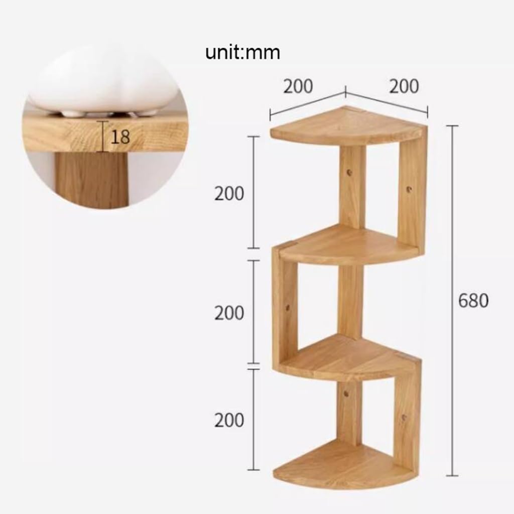 Wooden Corner Shelf 4 Tier Wall Mount Wood Floating Shelves for Corner Plant Stand, Corner Bookshelf, Bedroom Living Room Kitchen Office Decor