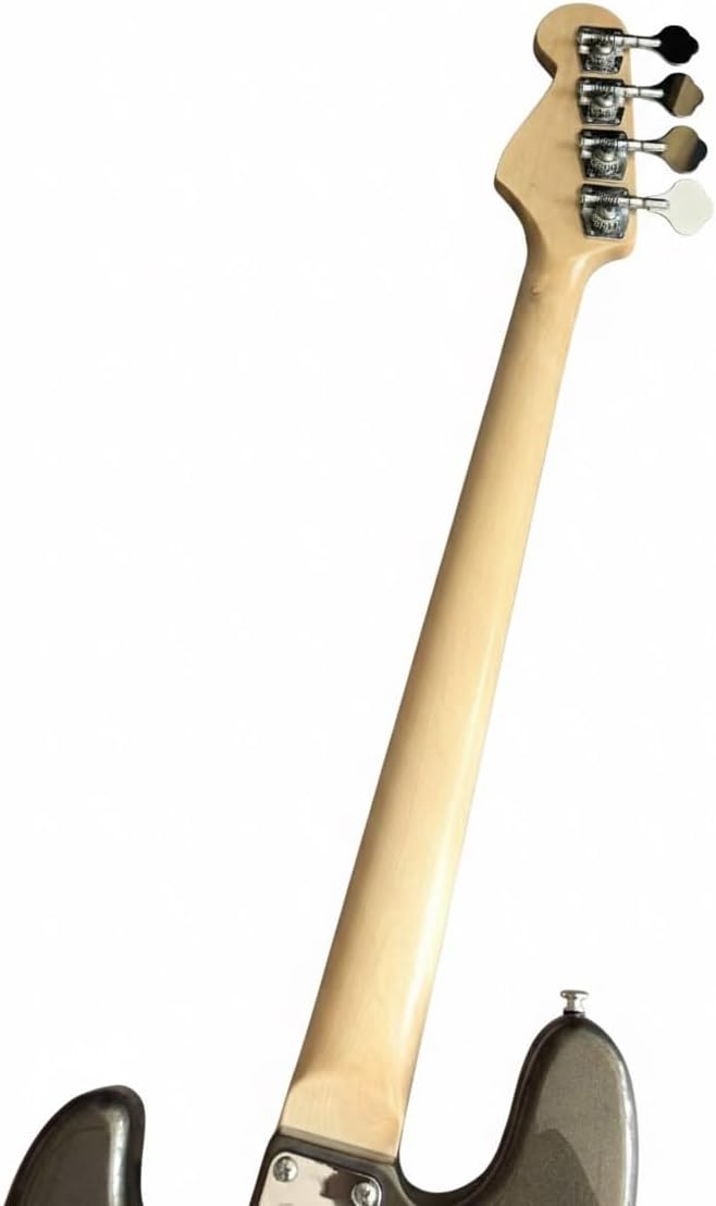 4 String Electric Bass Passive PJ Pickup Configuration Solid Poplar Wood Body Smooth Playability(Metallic Charcoal)