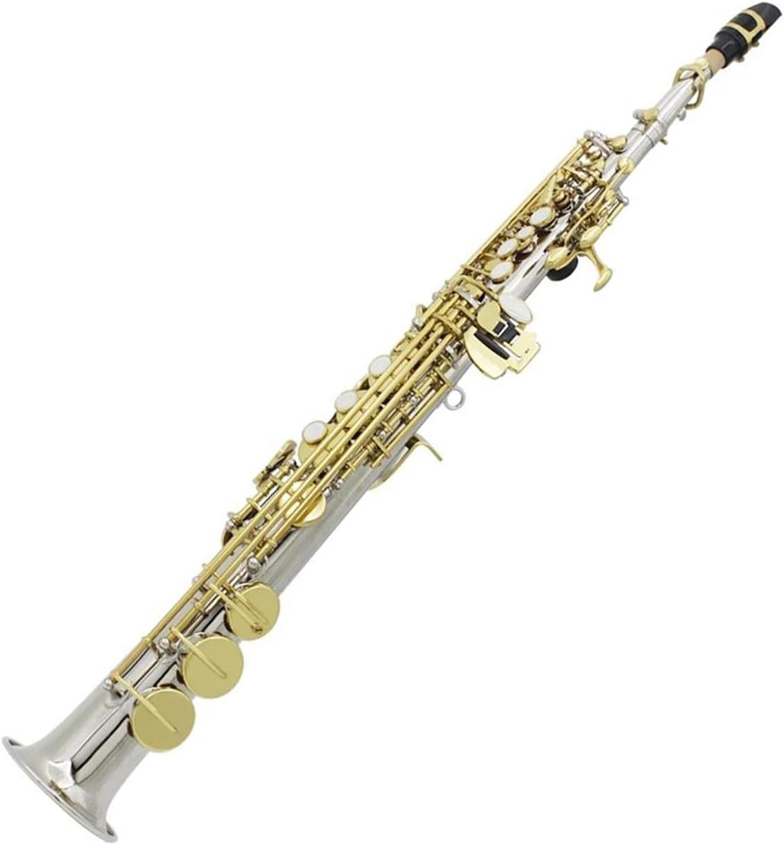Beginner saxophone Straight Bb Soprano Saxophone Brass Silver Plated B Flat Sax Woodwind Instrument With Case