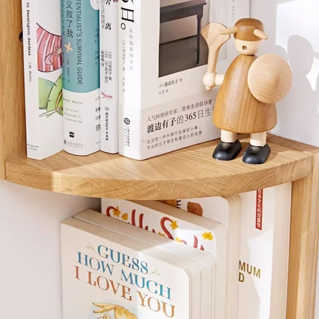 Wooden Corner Shelf 4 Tier Wall Mount Wood Floating Shelves for Corner Plant Stand, Corner Bookshelf, Bedroom Living Room Kitchen Office Decor
