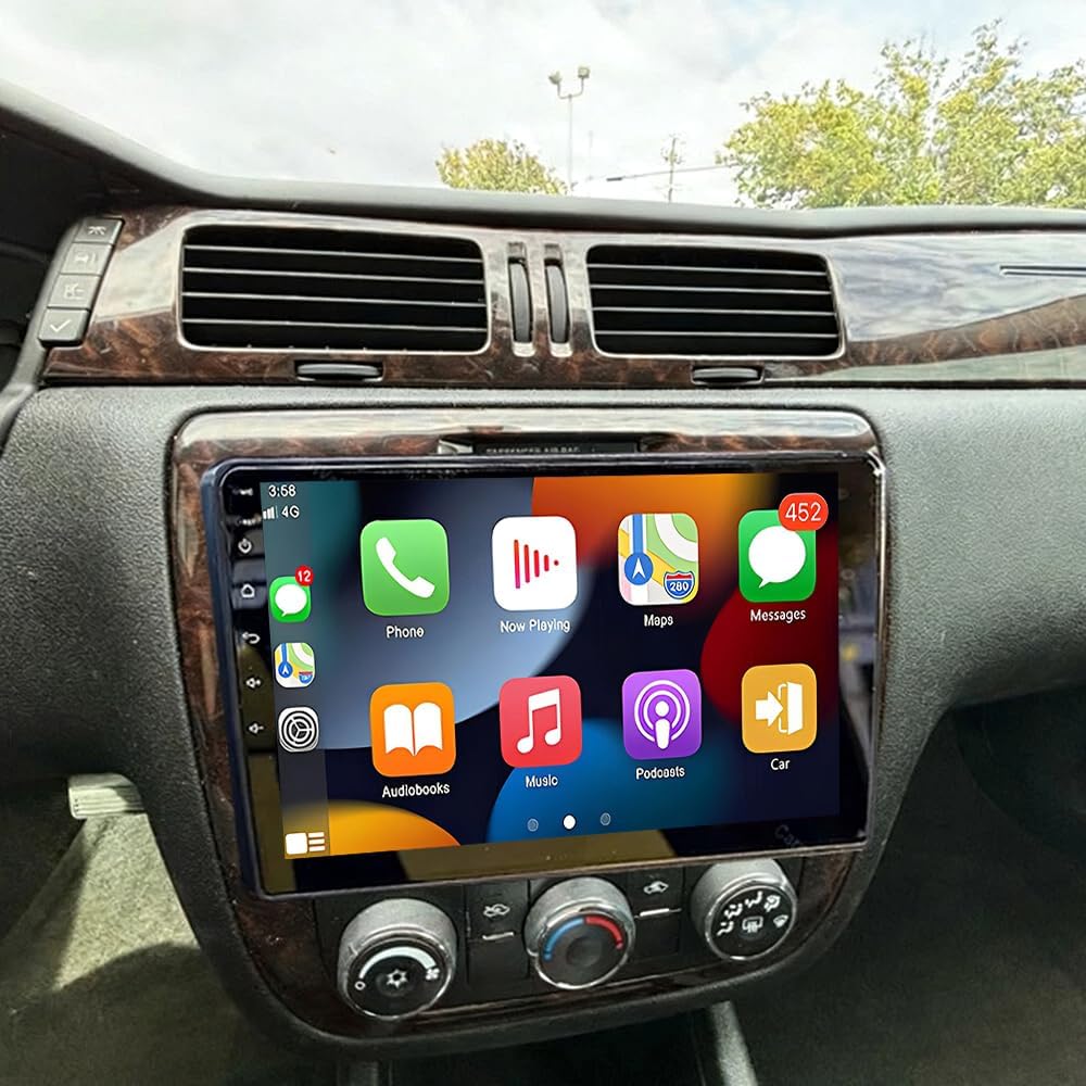 Car Stereo Radio Compatible for Impala (2006-2012) (Ninth Generation) with Carplay Android Auto GPS Navigation 10.1in Touchscreen Car Radio Player with Bluetooth WiFi SWC Mirror Link + Backup Camera