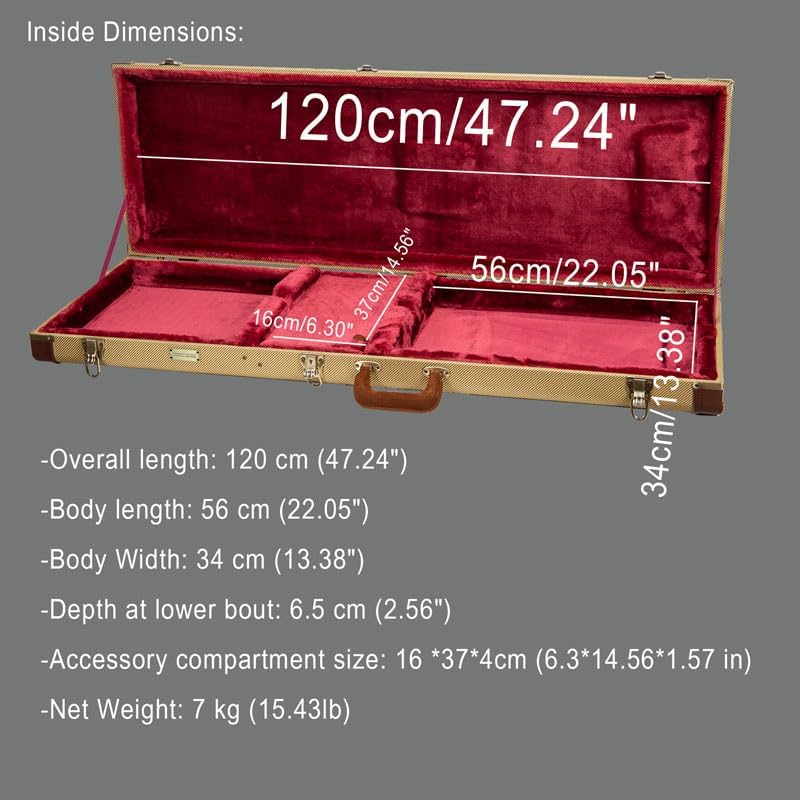 Crossrock Master Series Fender Precision & Jazz Bass Guitar Case | Malachite Blue Tweed Exterior, Re-Engineered Wooden Shell, Leather Handle(CRW720BMB)