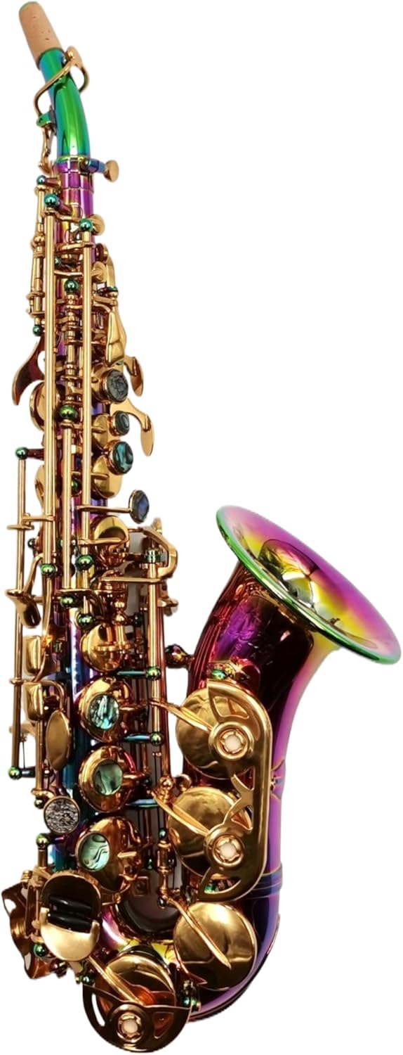 Eastern music pro use rainbow color curved soprano saxophone