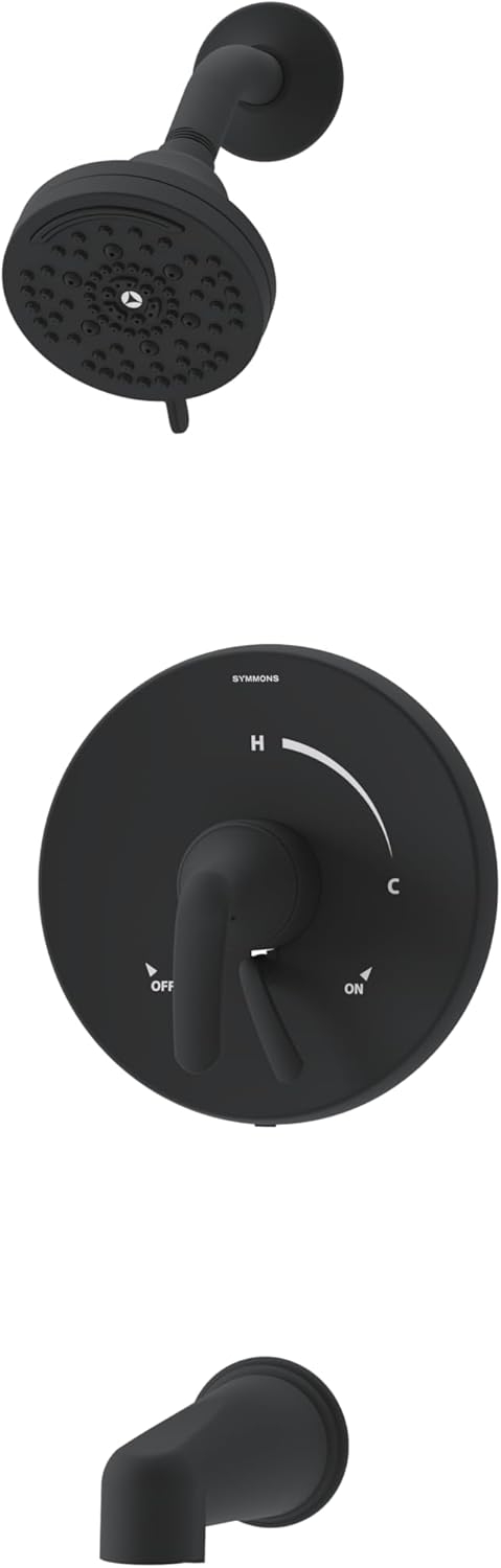 Elm Single Handle Wall Mount Tub and Shower Trim Kit with Diverter Lever in Matte Black - Valve Not Included - 1.5 GPM Flow Rate - S5592MB15TRM