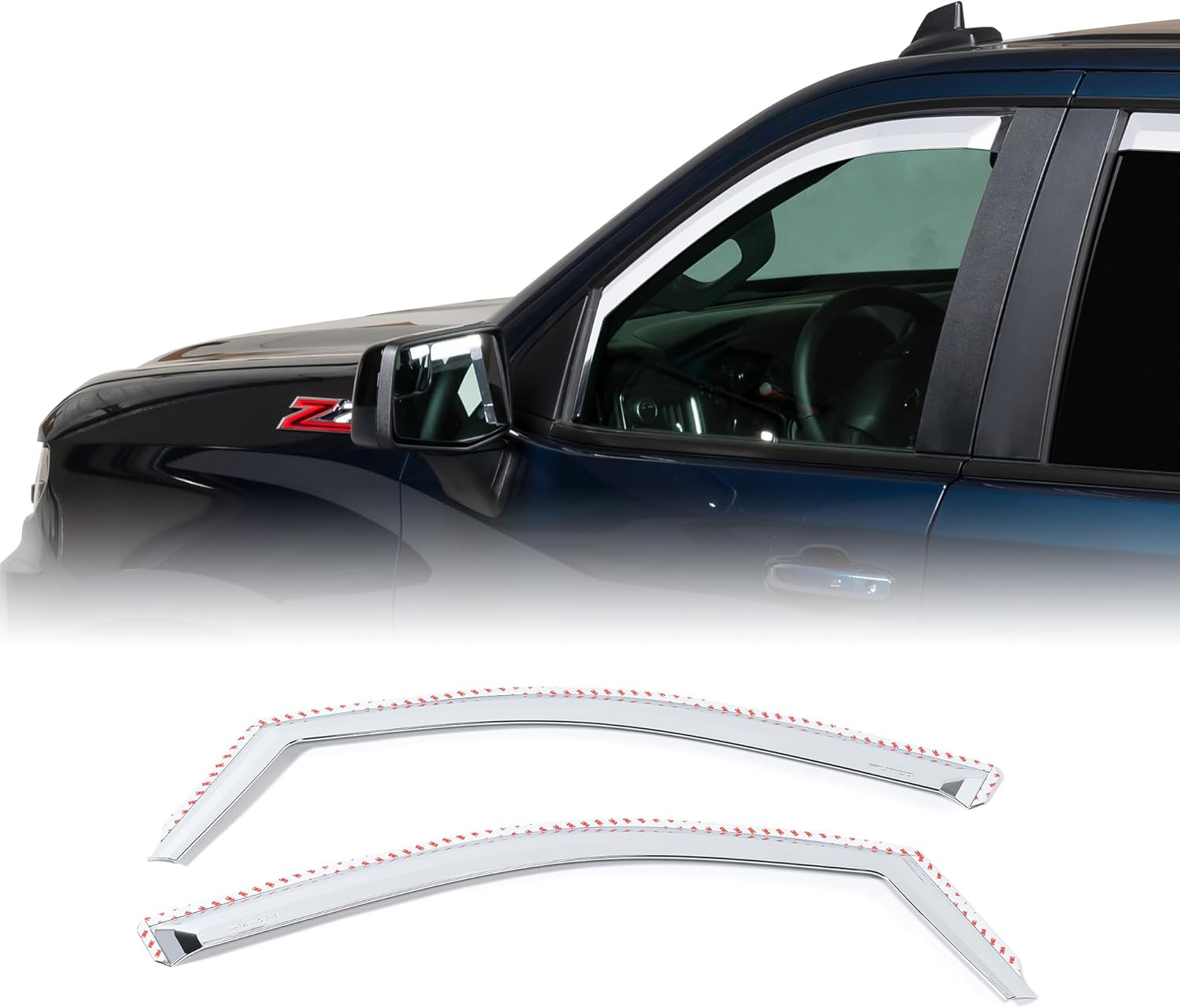 Putco Element Chrome Window Deflectors Fits Chevy Silverado/GMC Sierra 2019-2026 - Set of 2 - in Channel Install