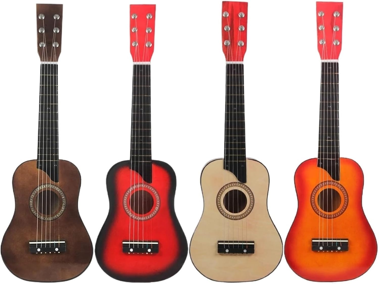 25 Inch Basswood Guitar with Pick Strings Beginner 4 Colors Optional (Color : Red, Size : 25 Inch)