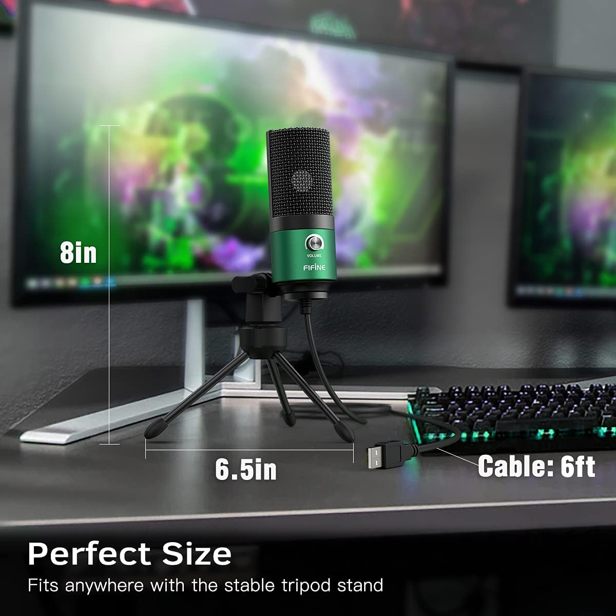 FIFINE Gaming Microphone and PC Gaming Headset, USB Microphone with Gain Control, Wired Headphones with 7.1 Surround Sound,EQ Mode, RGB, Soft Ear Pads for Streaming, Podcasting, Twitch (K669G+H6)