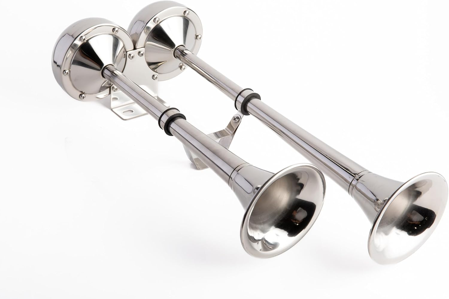 Viking Horns | Electric Dual Trumpet Marine Horn (12V) | Stainless Steel (Grade 304) | Universal Fit | RV/Truck/SUV/Boat/Pick-Up