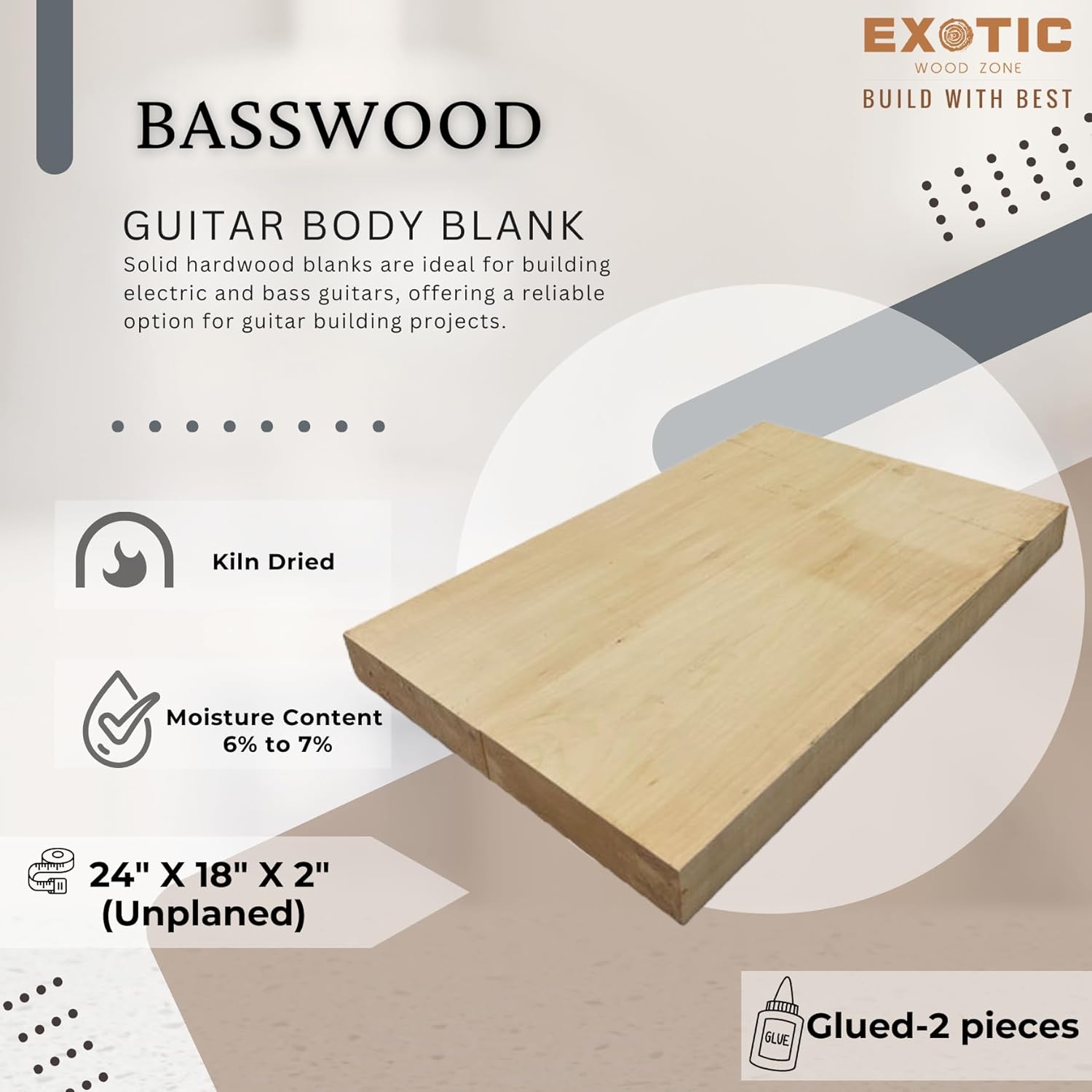 Planed & Glued 3-Piece Basswood 21