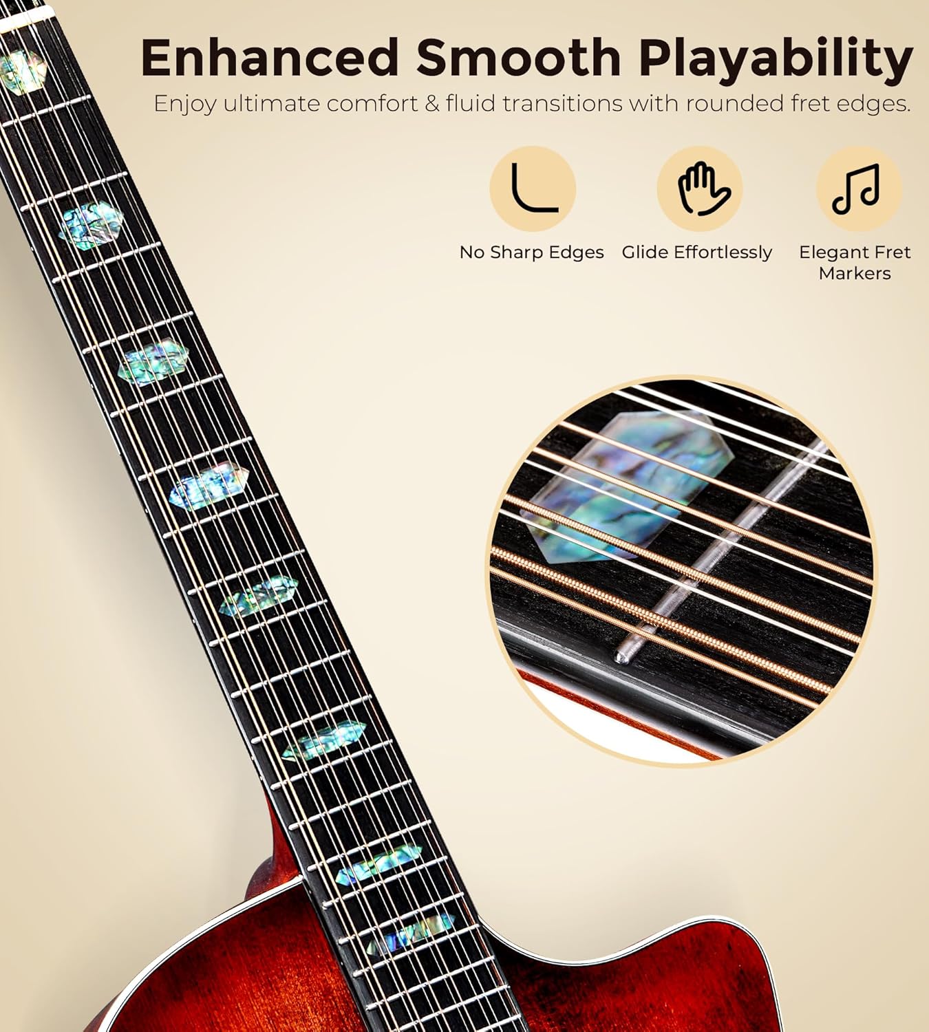 Vangoa 12 String Guitar Solid Wood, Twelve String Acoustic Electric Guitar Kit with Premium Spruce Top, Mahogany Body, Upgraded EQ, Bone Nut, Saddle, Classical Brown