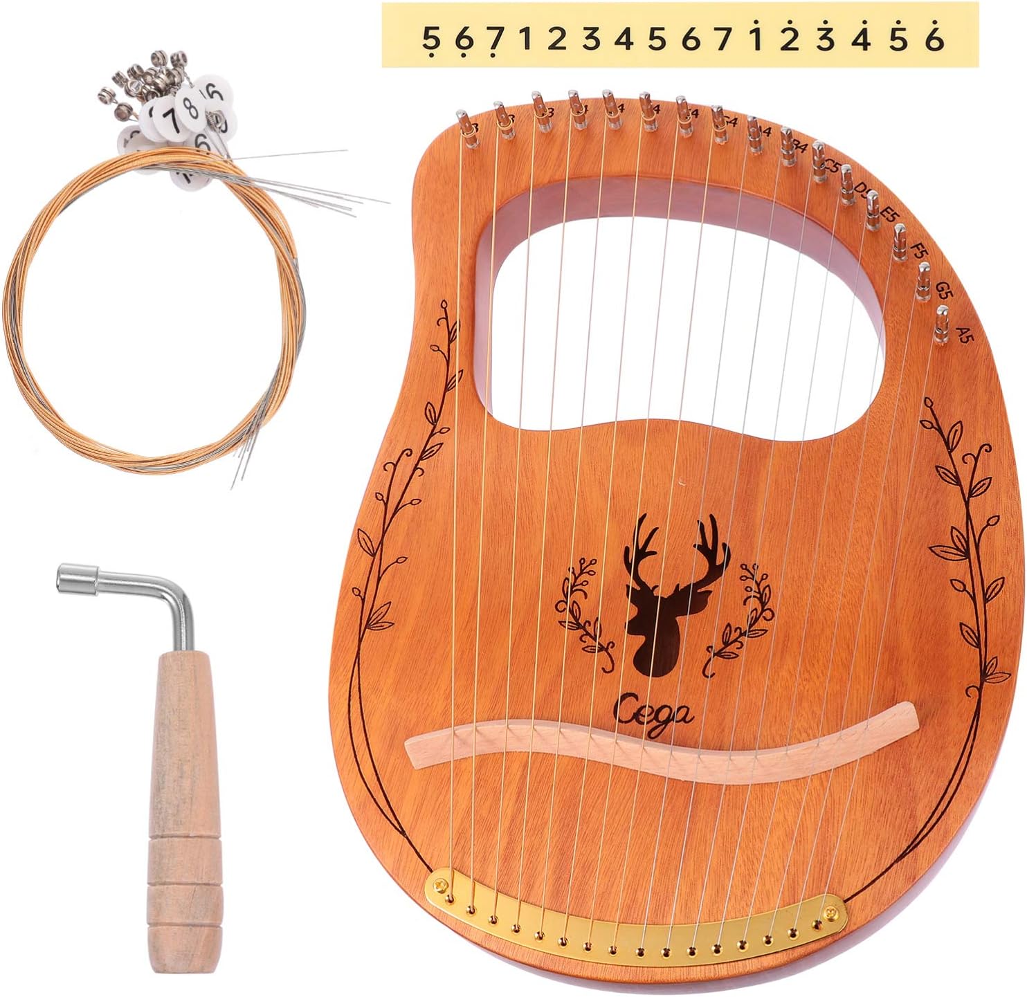 EXCEART 1set String Wooden Harp Portable Lyre Instrument for Beginners Solid Strings for Relaxation and Music Practice