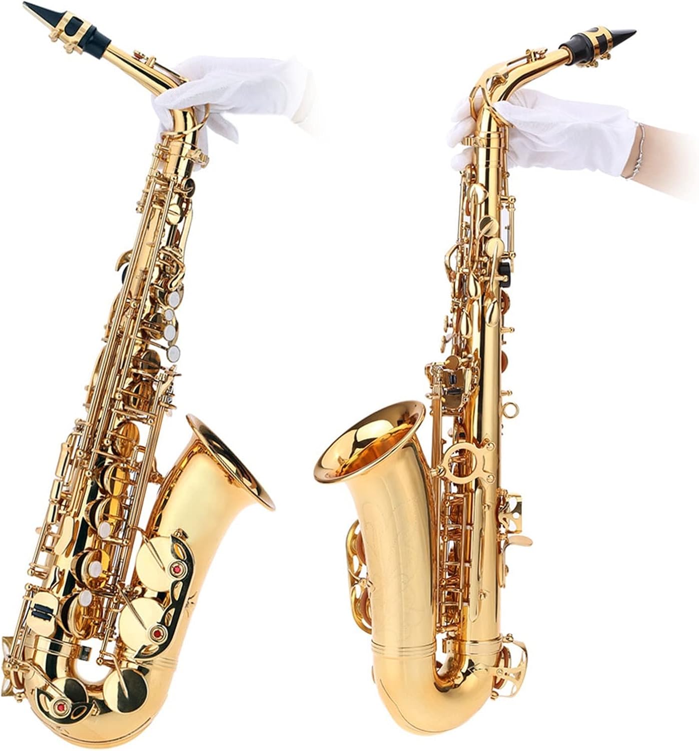 Gold E Flat EB Alto Saxophone Brass Lacquered Sax 802 Key Type Woodwind Instrument