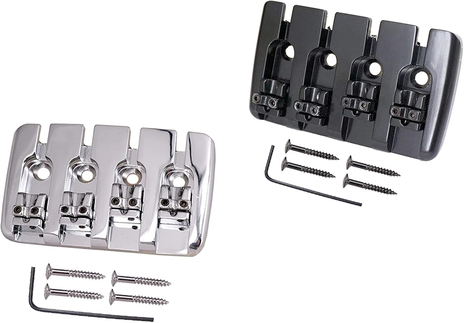 Guitar Bridge System Set High End Guitar Saddle Bridge Tailpiece String Instruments for 4 String Electric Bass Guitar Parts (Color : Black)