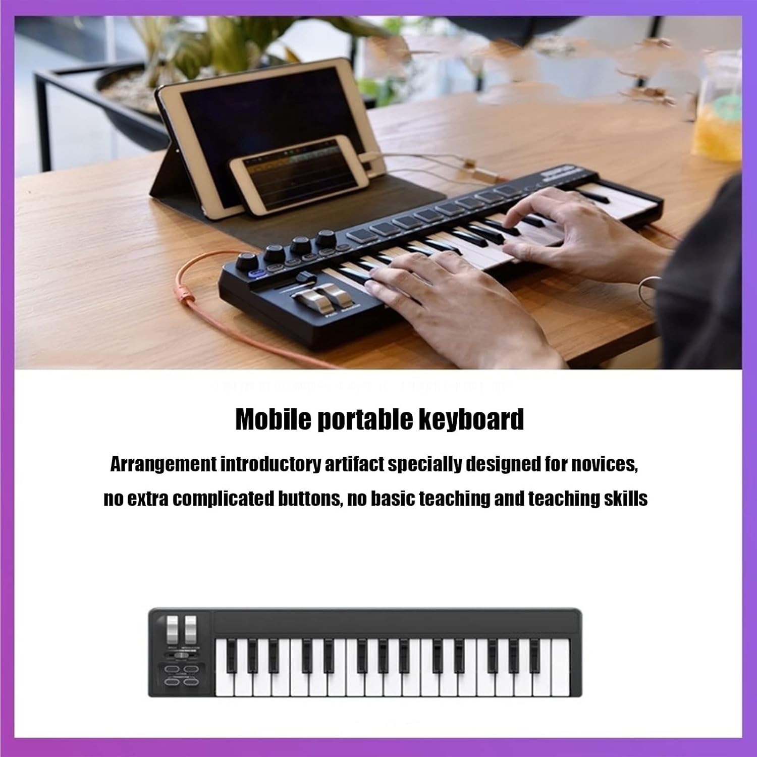 Arrangement with Pedal Mini Keyboard Equipment 32-Key Playing Space-Saving Controller Pad DJ Electronic Sound