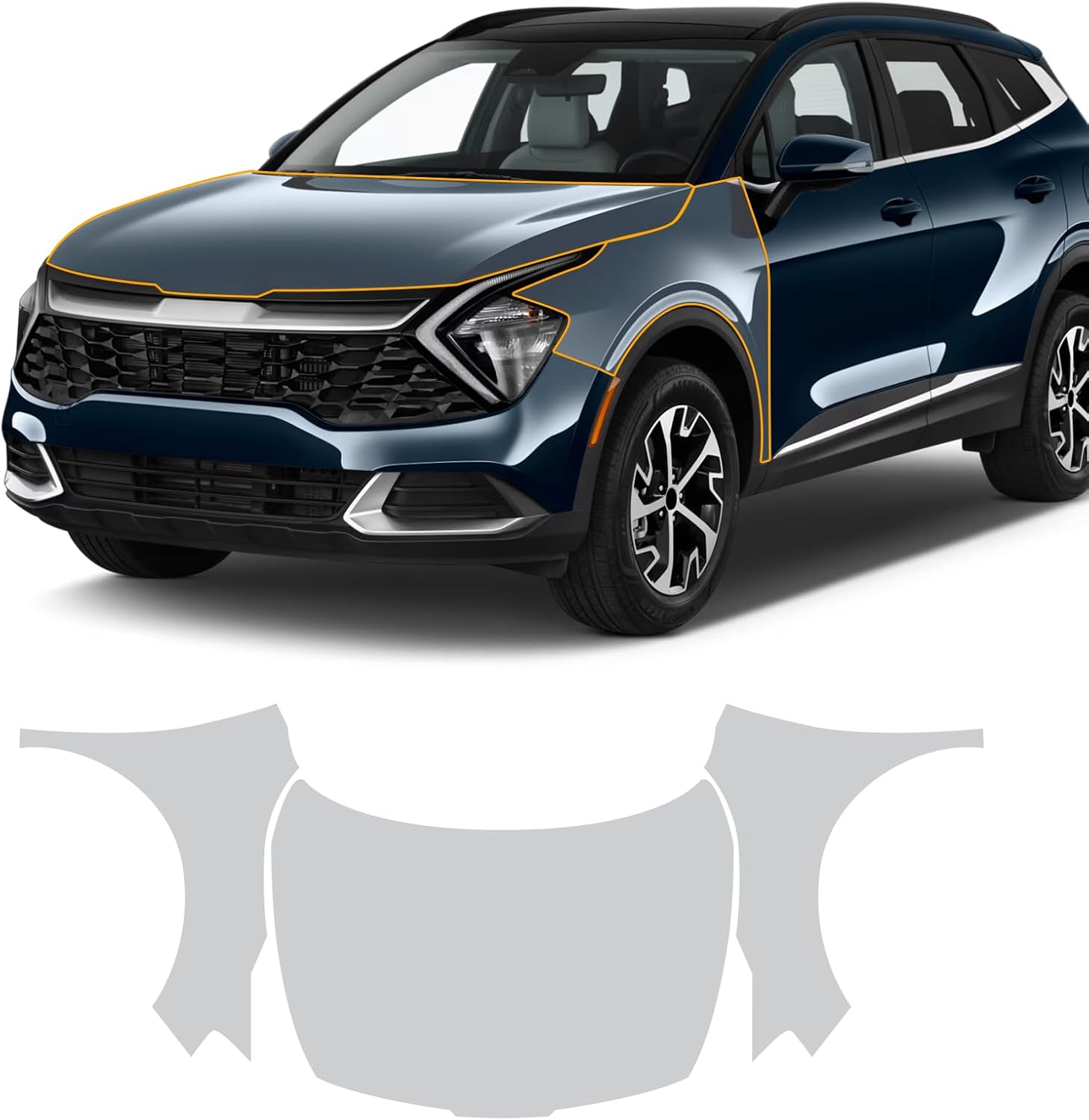 FDIAUN for Kia Sportage 2023 2024 PPF Precut Car Paint Protective Film Self Healing TPU HD Film Scratch Protector Exterior Accessories (Hood + Fender 3Pcs)