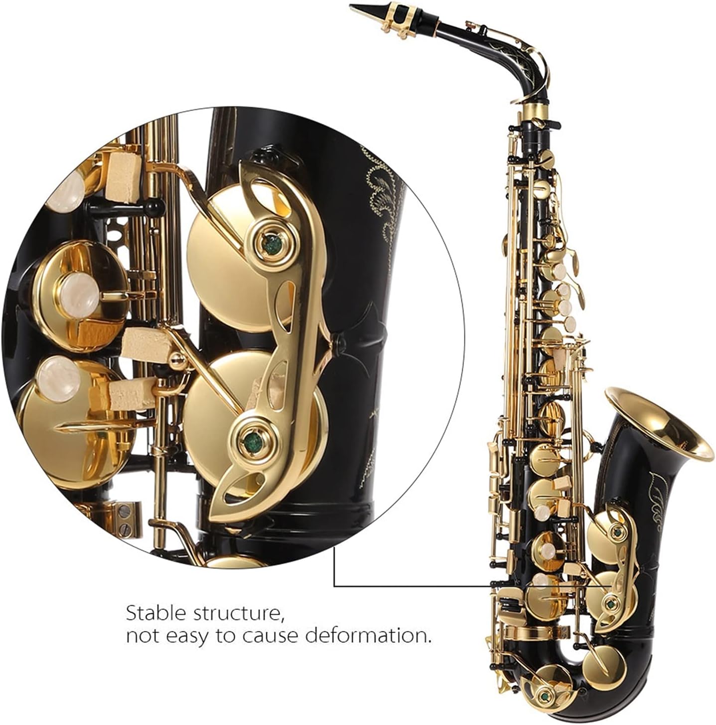 EB Alto Saxophone Brass Lacquered Gold E Flat Sax 82Z Key Type Woodwind Instrument with Gloves Strap Padded Case Student Saxophone