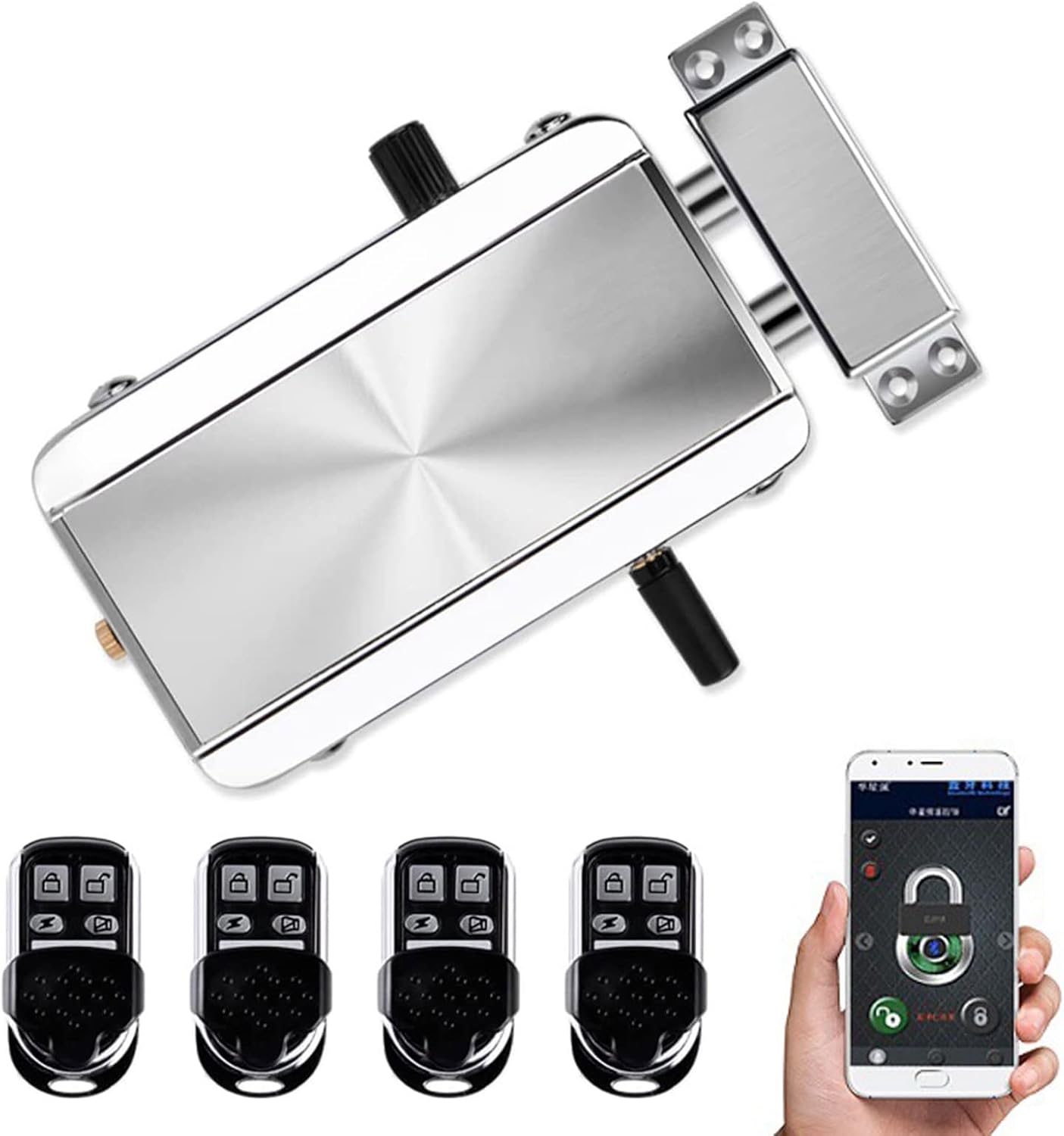 Electronic Deadbolt Door Lock, Anti-Theft Remote Deadbolt Door Lock Zinc Alloy Remote Lock for Door with 4 Remote Controls, TTLock Lock and Bluetooth Unlock