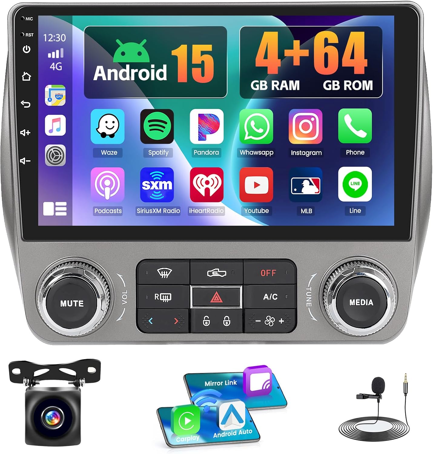 4+64GB for Chevrolet Chevy Camaro 2010 2011 2012 2013 2014 2015 Android 15 Car Radio CarPlay Android Auto, Realdio 8-Core 9