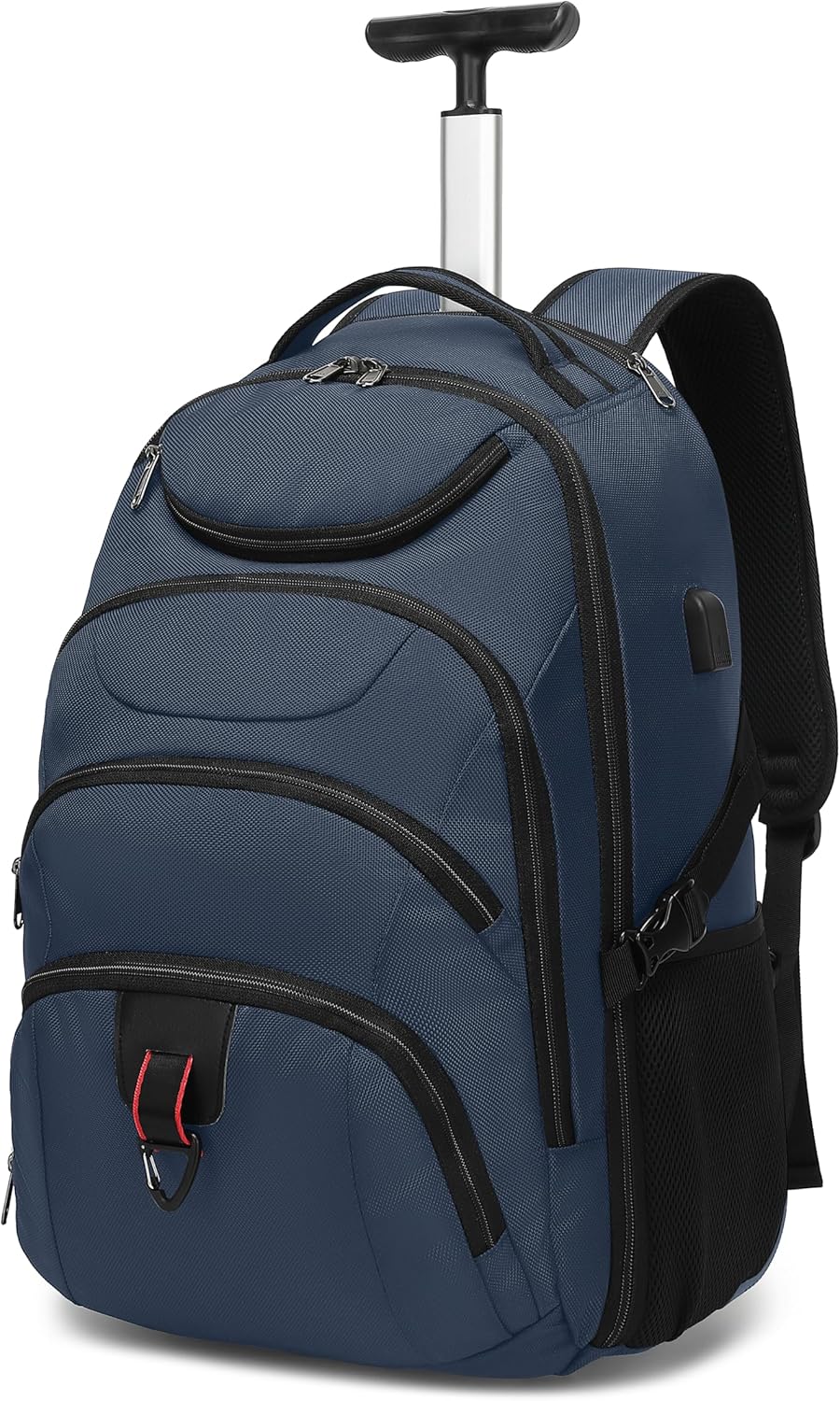 Boavan Rolling Backpack,17 inch Water Resistant Wheeled Backpack,Carry on Luggage Business Bag, Overnight College Computer bag Trolley Suitcase for Men Women Adults to Travel，Black