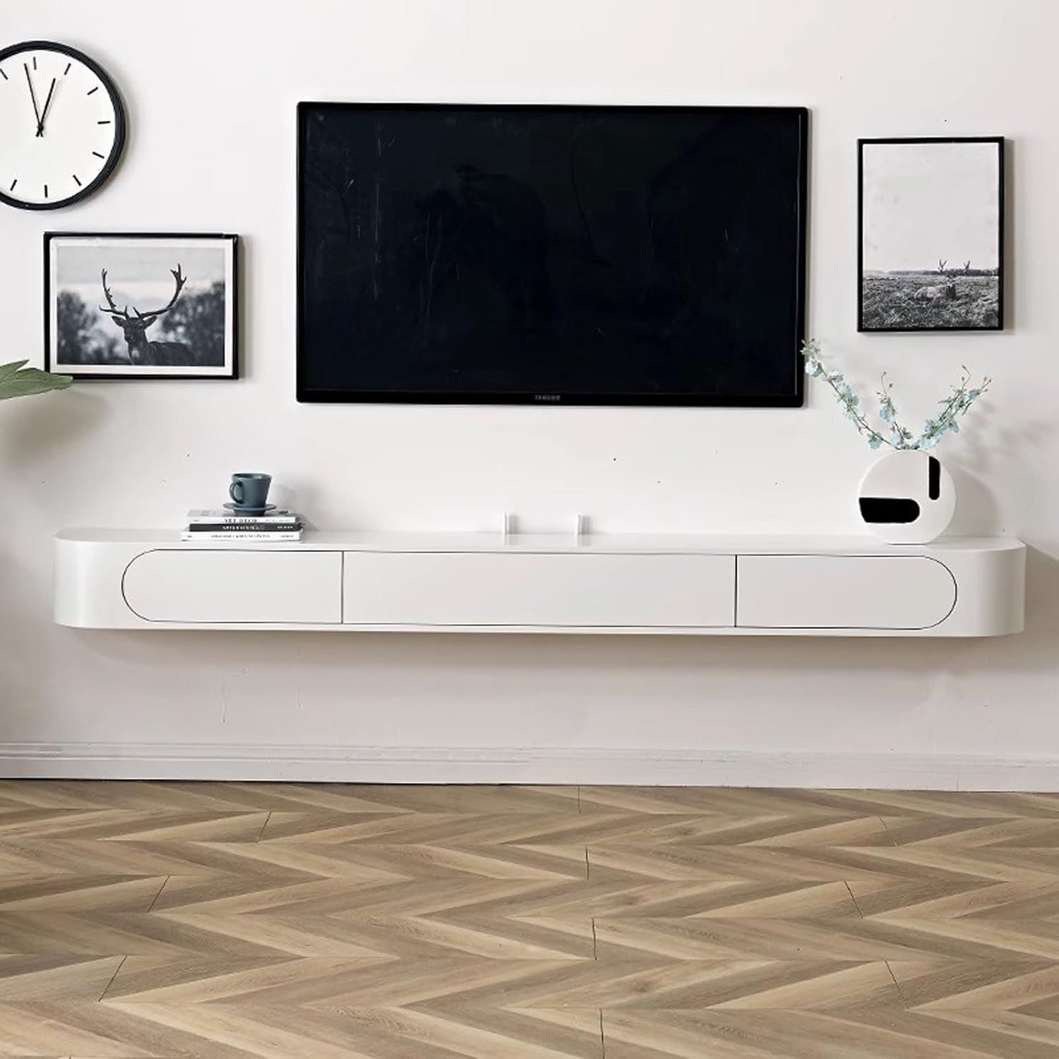 Wall Mounted TV Cabinet Floating TV Shelf Wall Shelf TV Stands Audio/Video Hutch Electronics Shelf for TV Components Storage Shelf Book Shelf Wall Unit Decor Wall Mount Corner Shelves Wall Cabinet