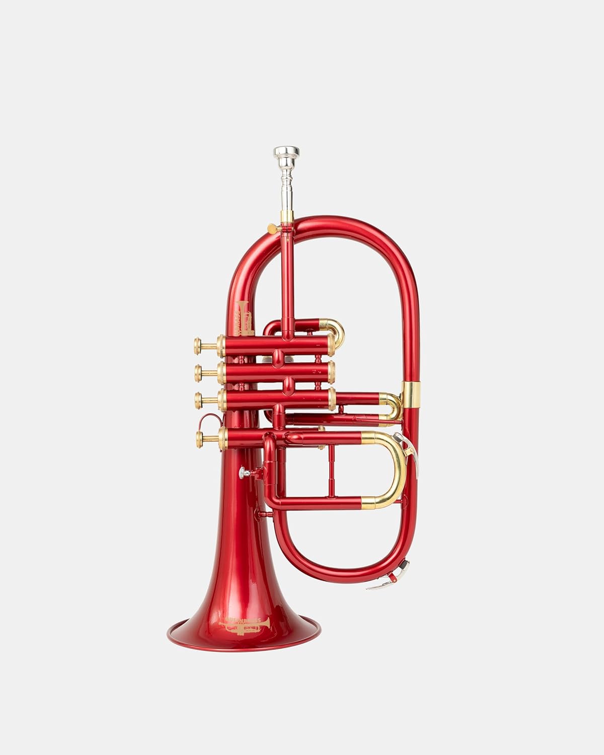 4-Valve Flugelhorn in Bb/F Pitch – Colored Finish with Mouthpiece & Case | Brass Flugel Horn for Jazz, Orchestras & Brass Bands, Red