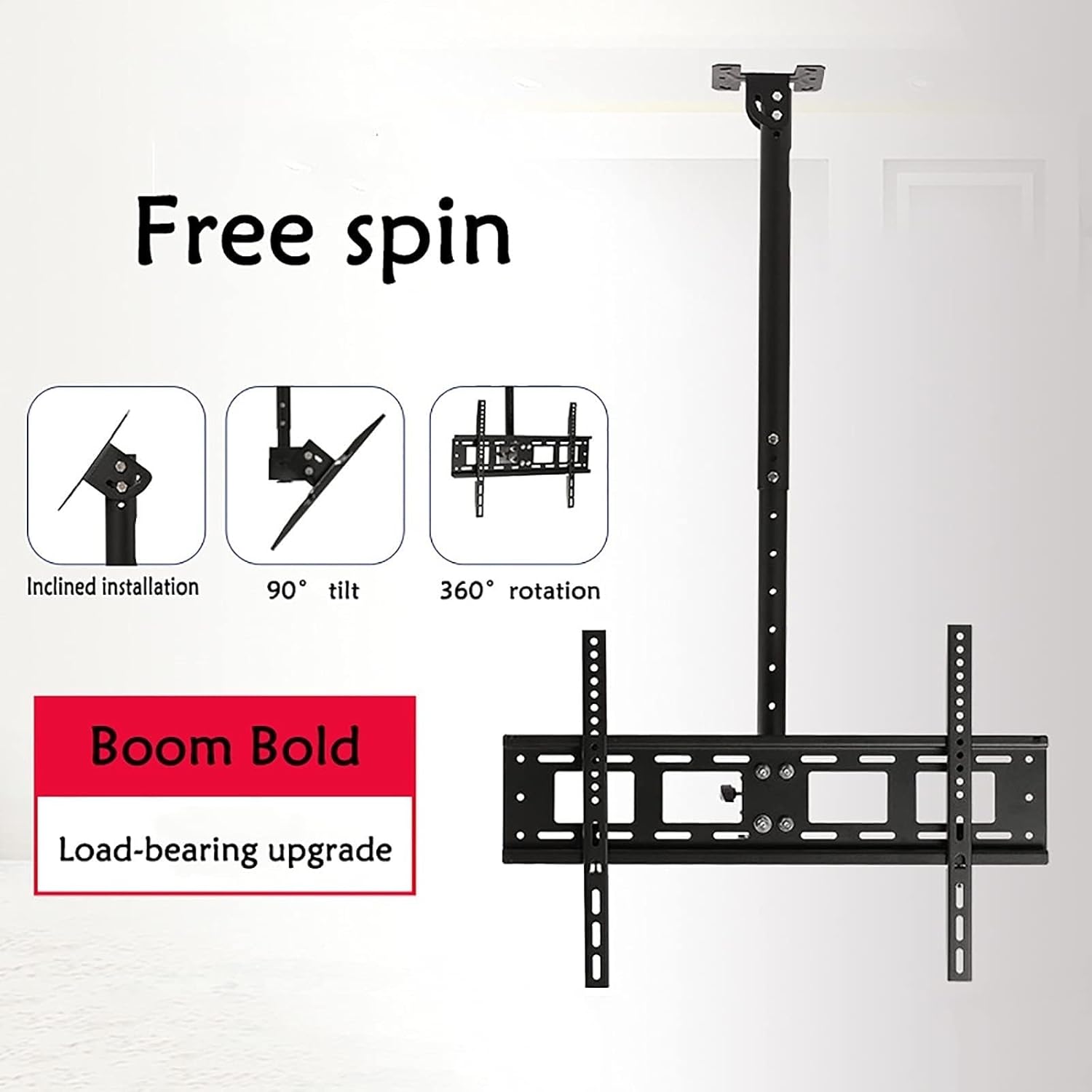 Tv Wall Mount - Adjustable Ceiling TV Mount Bracket,Full Motion 360 Deg Rotation Tilt Swivel TV Mount,Fits 40-80inch LED Sn Display,Can 90° Flip Down Ceiling TV Mount Stan,0.65,1.0