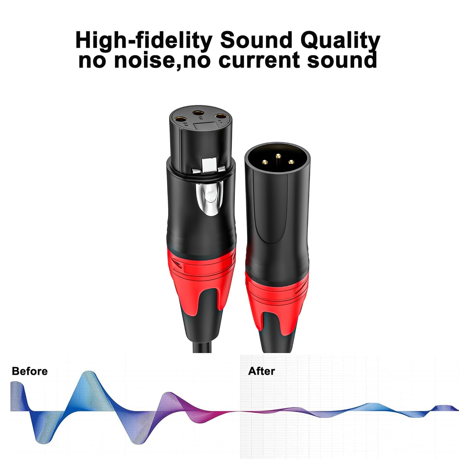 6 Pack, 50 FT XLR Male to Female Cable Professional Balanced Microphone Lead XLR Male to Female Cables, Extension Mic Cable Cord