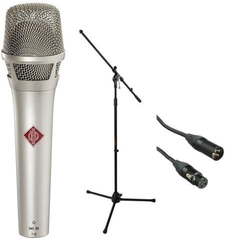 Neumann KMS 105 - Live Vocal Condenser Microphone (Nickel) With XLR Cable and Mic Stand