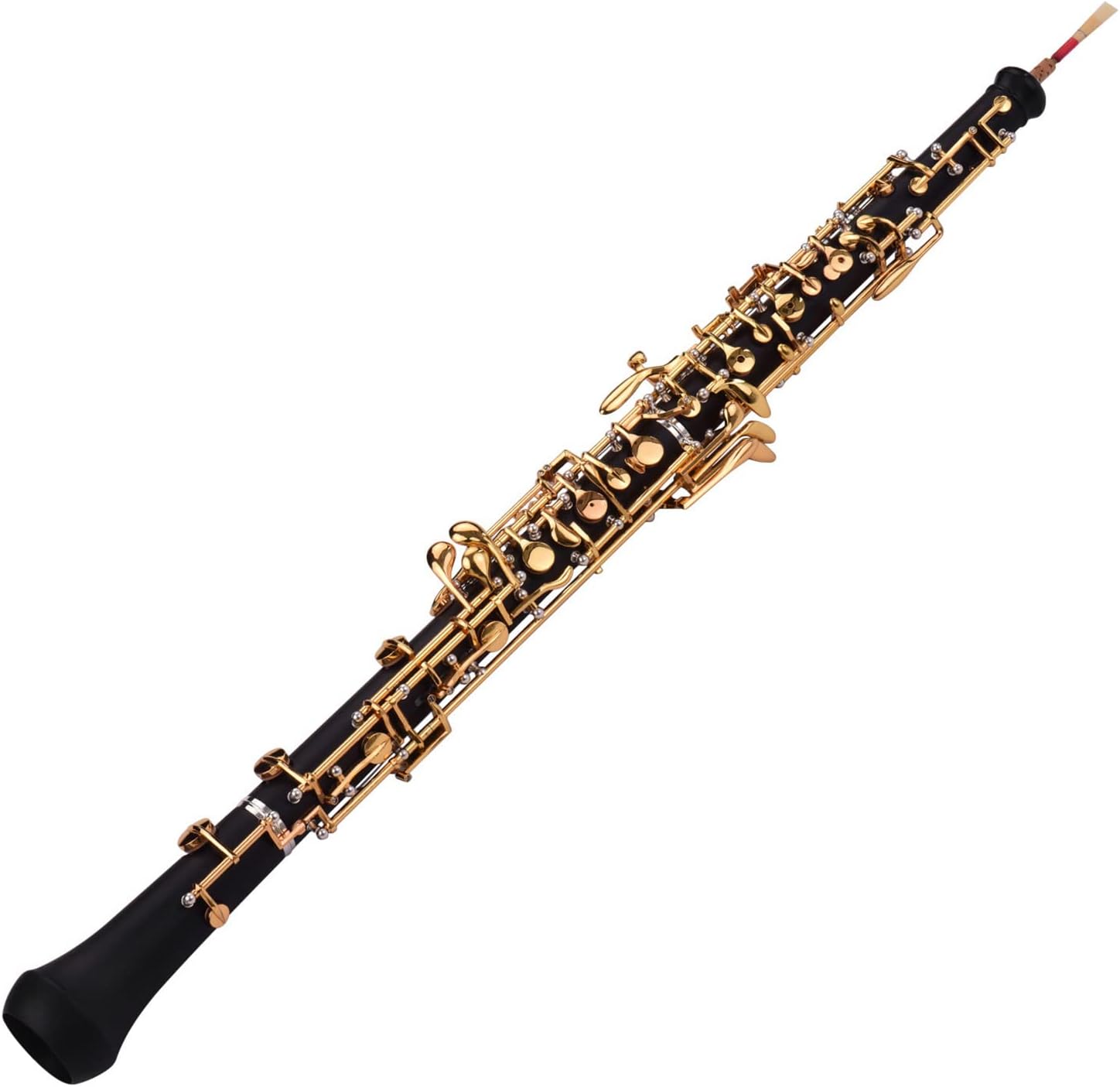 Oboe Instrument Professional Oboe C Key Semi-automatic Style Gold Plated Keys Woodwind Instrument with Oboe Reed Gloves Leather Case Carry Bag Cleaning Cloth Mini Screwdriver