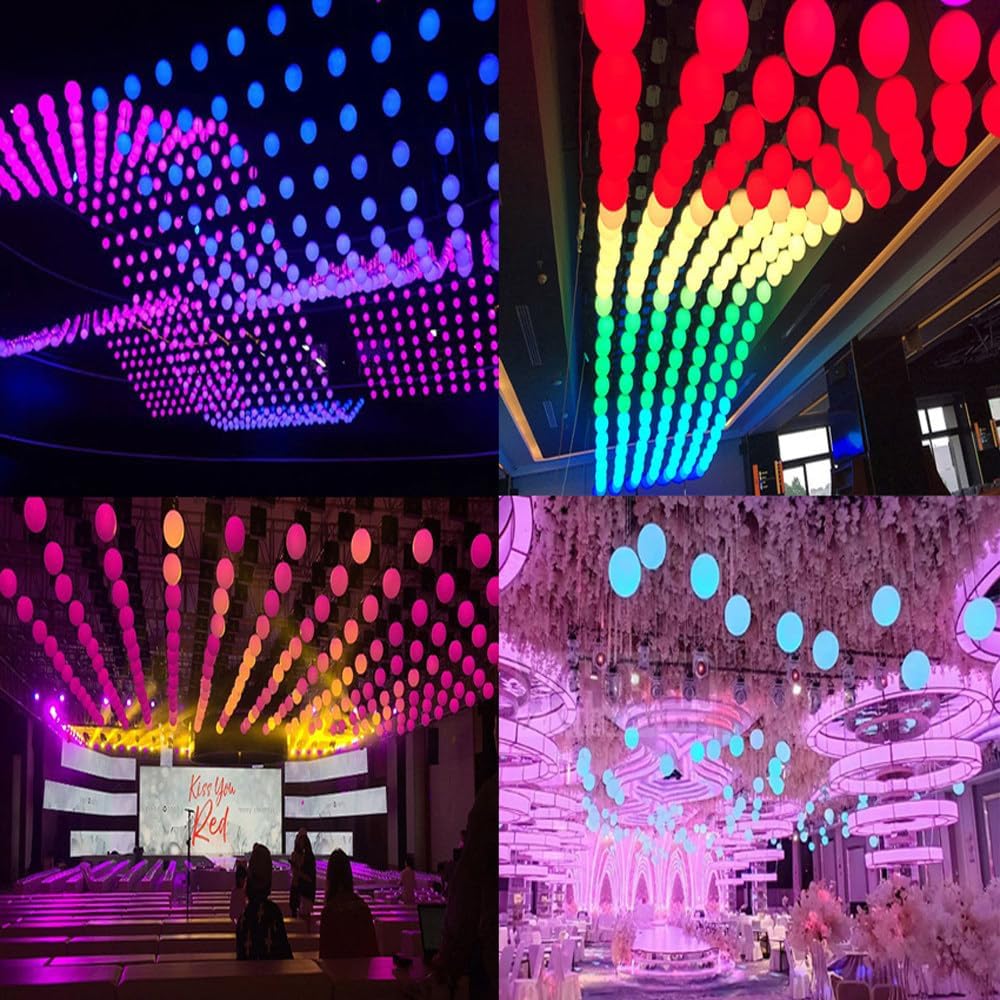 LED Stage Lifting Ball,Color Dynamic Stage Suspension Ball,Up and Down Wave Effect,8-Channel Matrix Ball,for KTV,Banquet Hall,3m