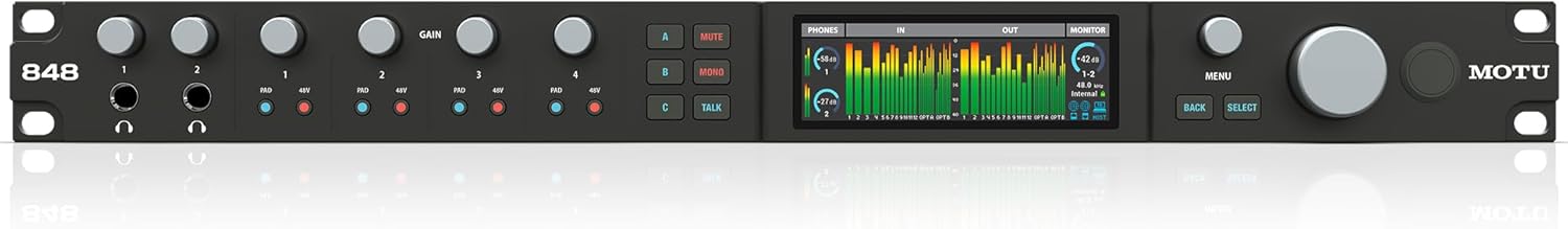 MOTU 848 28x32 Thunderbolt 4/USB4 audio interface for Mac, Windows and iOS with mixing, effects and networking