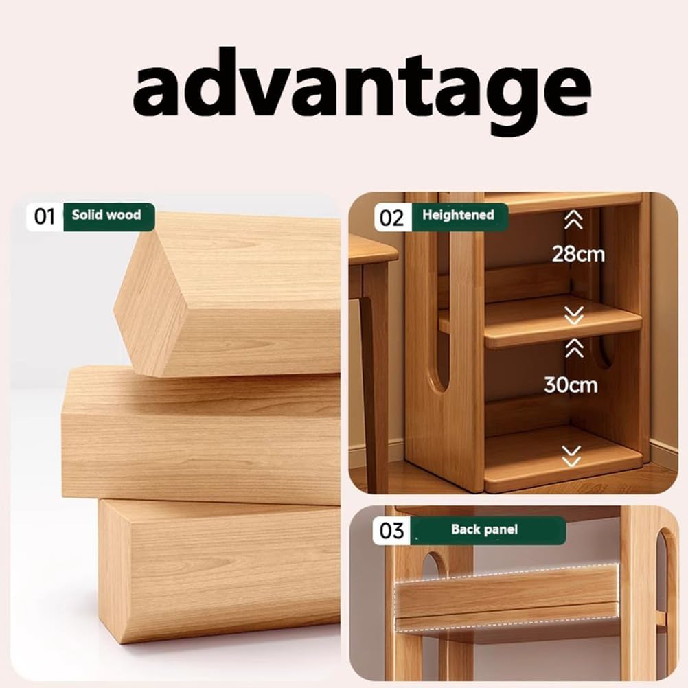 Narrow Storage Organizer Bookshelf Solid Wood Bookcases with Open Display Shelves for Toys and Books Space-Saving Wall Mount Narrow Book Shelf,80 * 30 * 100cm