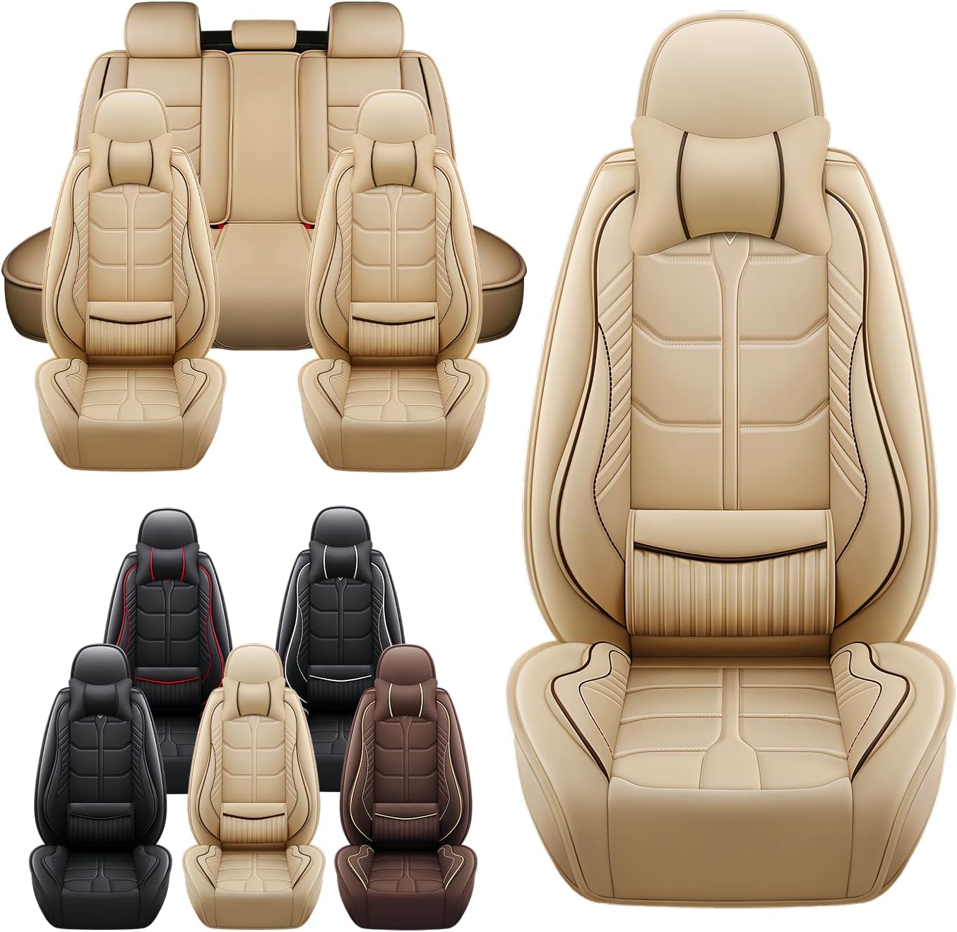 Car Seat Covers Fit for Murano Hybrid 2016,5 Seater Car Seat Cover, Premium Waterproof, Scratch Resistant Car Interior Accessories(Beige,Premium Full Set with Pillow)