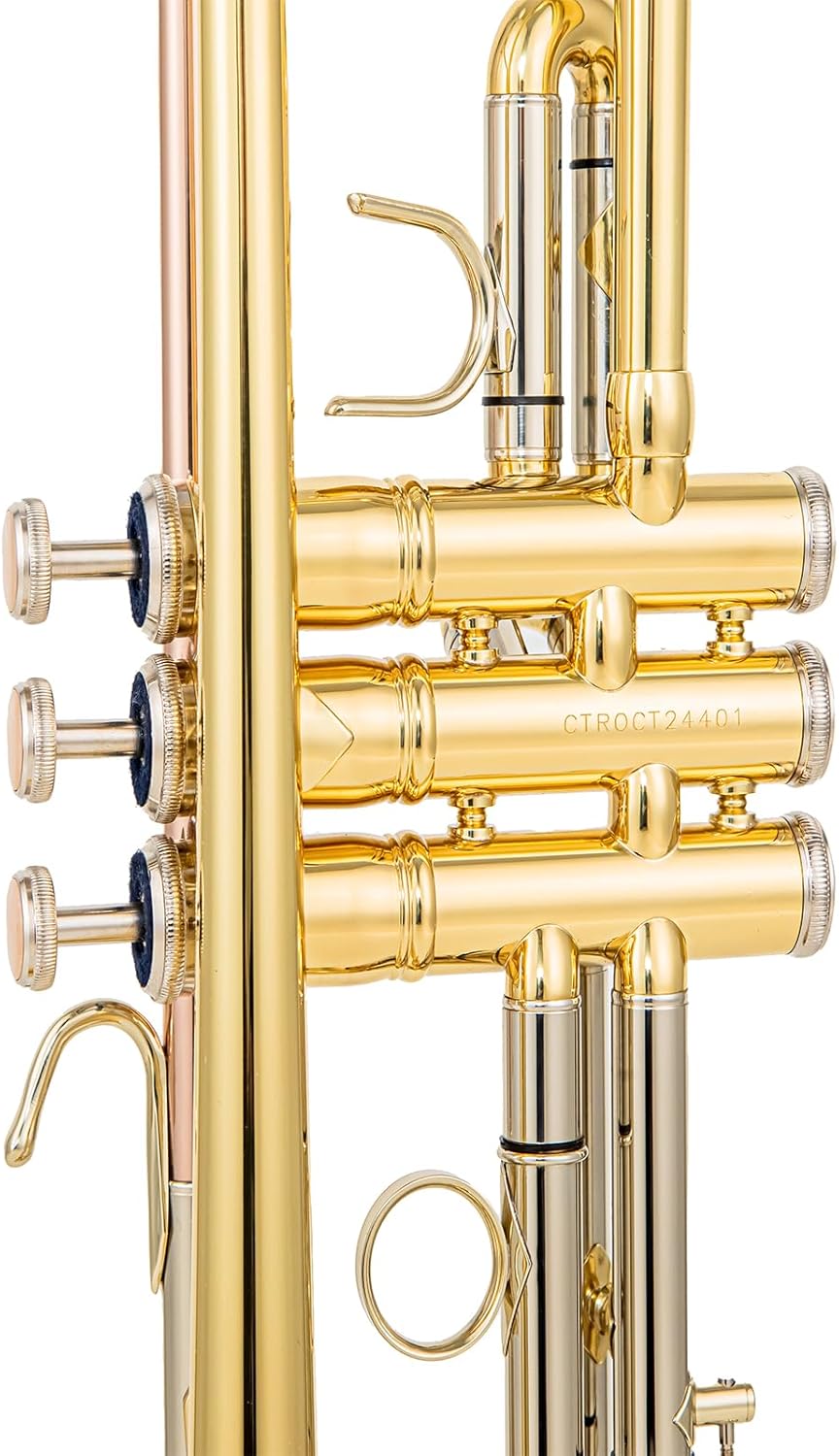 Bb trumpets red gold brass leadpipe mouthpipe advanced student professional trumpet Musical Instruments For Beginner Adults (710 gold brass)