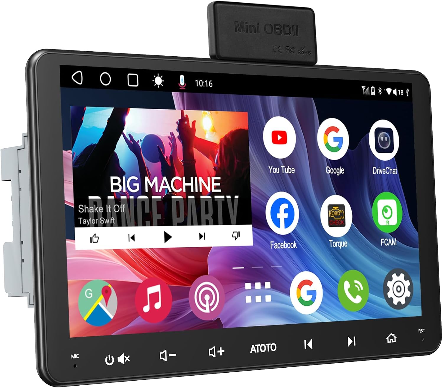 A6PF 9 inch Android Double DIN Car Stereo, Wireless CarPlay&Android Auto, 8 Core 2G+32G Touchscreen Radio, WiFi/BT/USB Tethering, AI DriveChat, 36 Band EQ, DSP, OBD2 Scanner, A6G209PF-S04