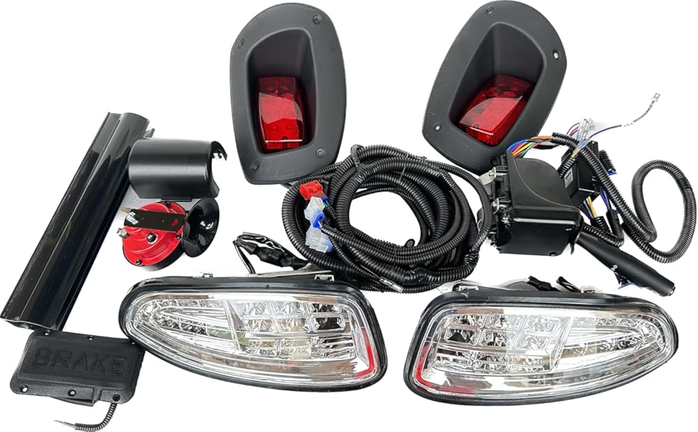 Golf Cart LED light Compatible EZGO RXV Deluxe Light Kit with Upgrade LED Headlight, Taillight with Turn Signals, Horn, Brake Pad for EZGO RXV Gas&Electric (Yearly 2008-2015) Golf cart Light