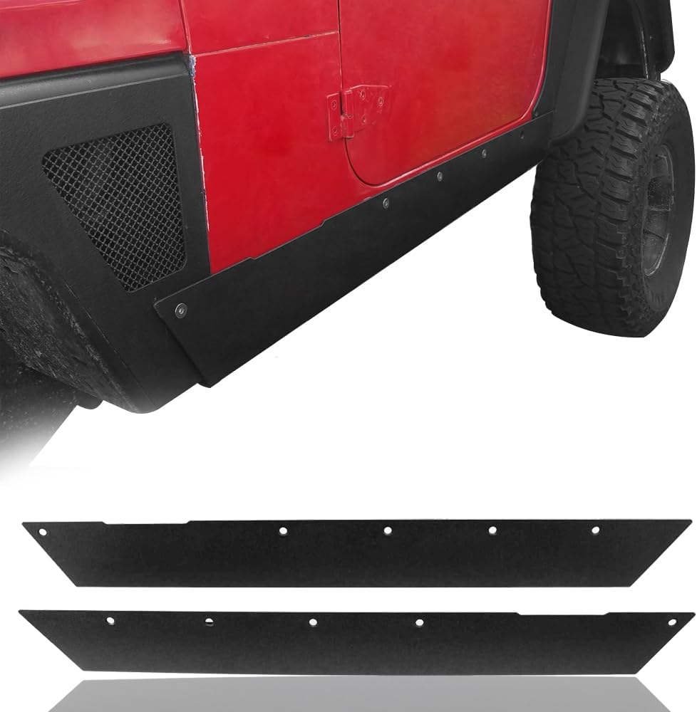 Hooke Road TJ Rock Sliders Guards for Jeep Wrangler TJ 1997-2006 (Exclude 04-06 TJ Unlimited/LJ), Black Textured Side Body Armor Cladding Skid Plate