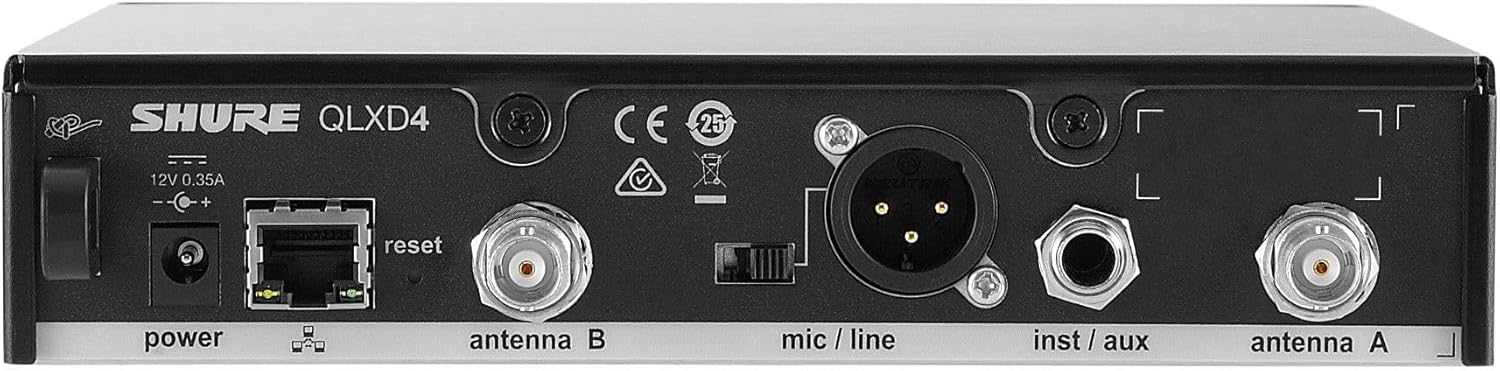 Shure QLXD4 Single Channel Receiver - for use with QLX-D Digital Wireless Systems, Transmitter Sold Separately | H50 Band (QLXD4=-H50)