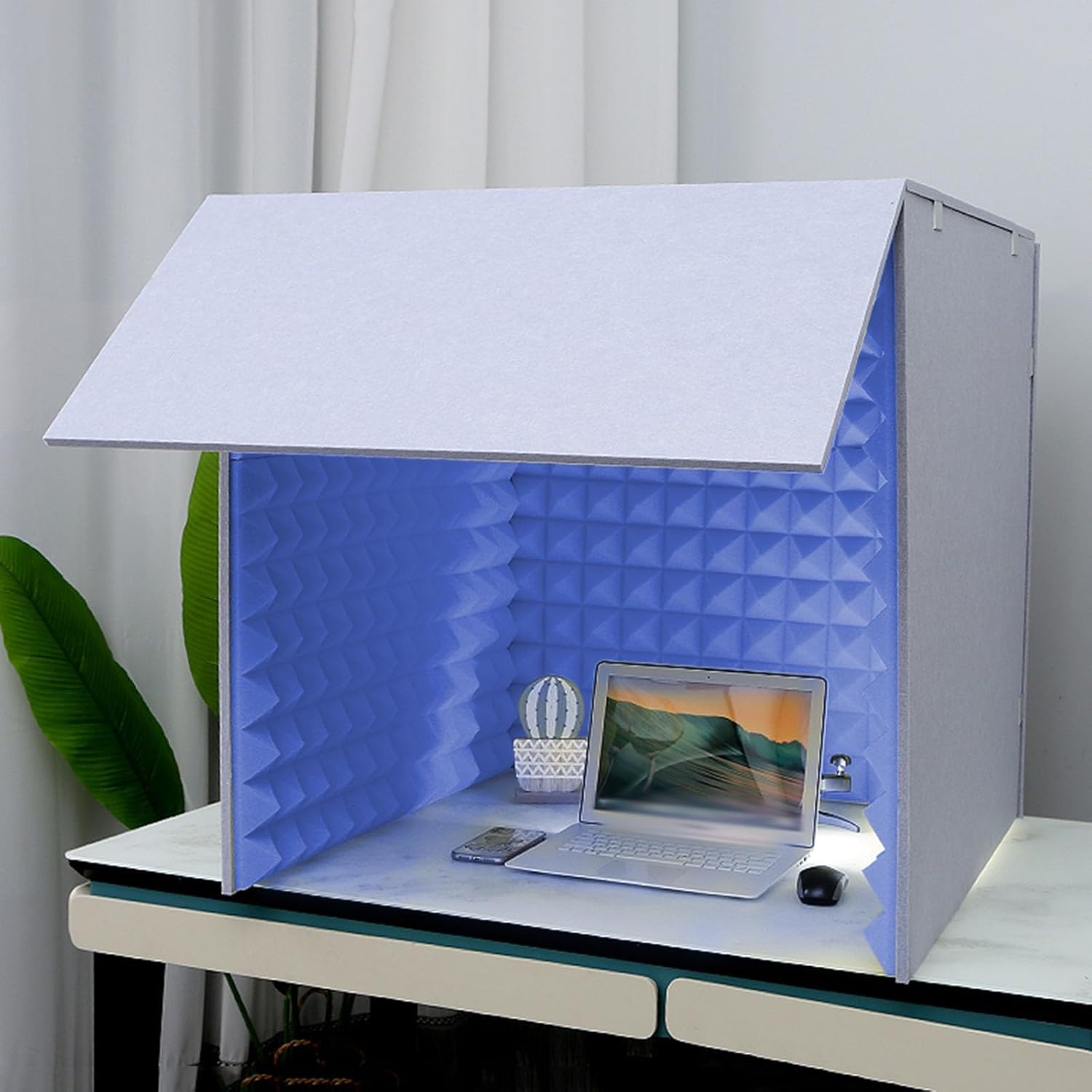 Desktop Soundproof Box, Multifunctional Soundproof Room, Portable Recording Studio for Video Conferencing (Blue)