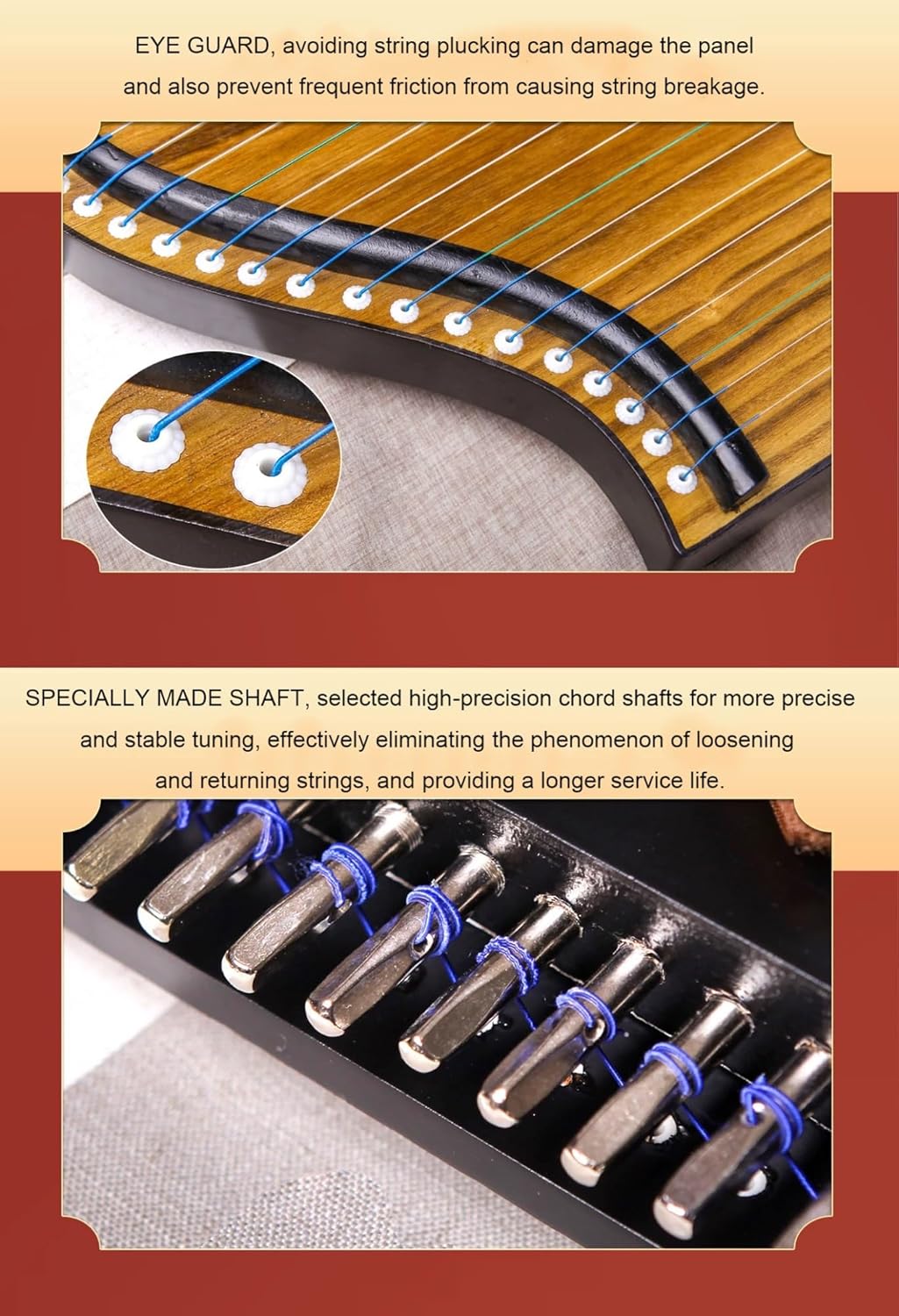 Chinese Guzheng Suitable for Beginner/Professional, Portable Guzheng Exerciser with Backpack/Full Accessories, 60x35 CM, 21 Strings Guzheng
