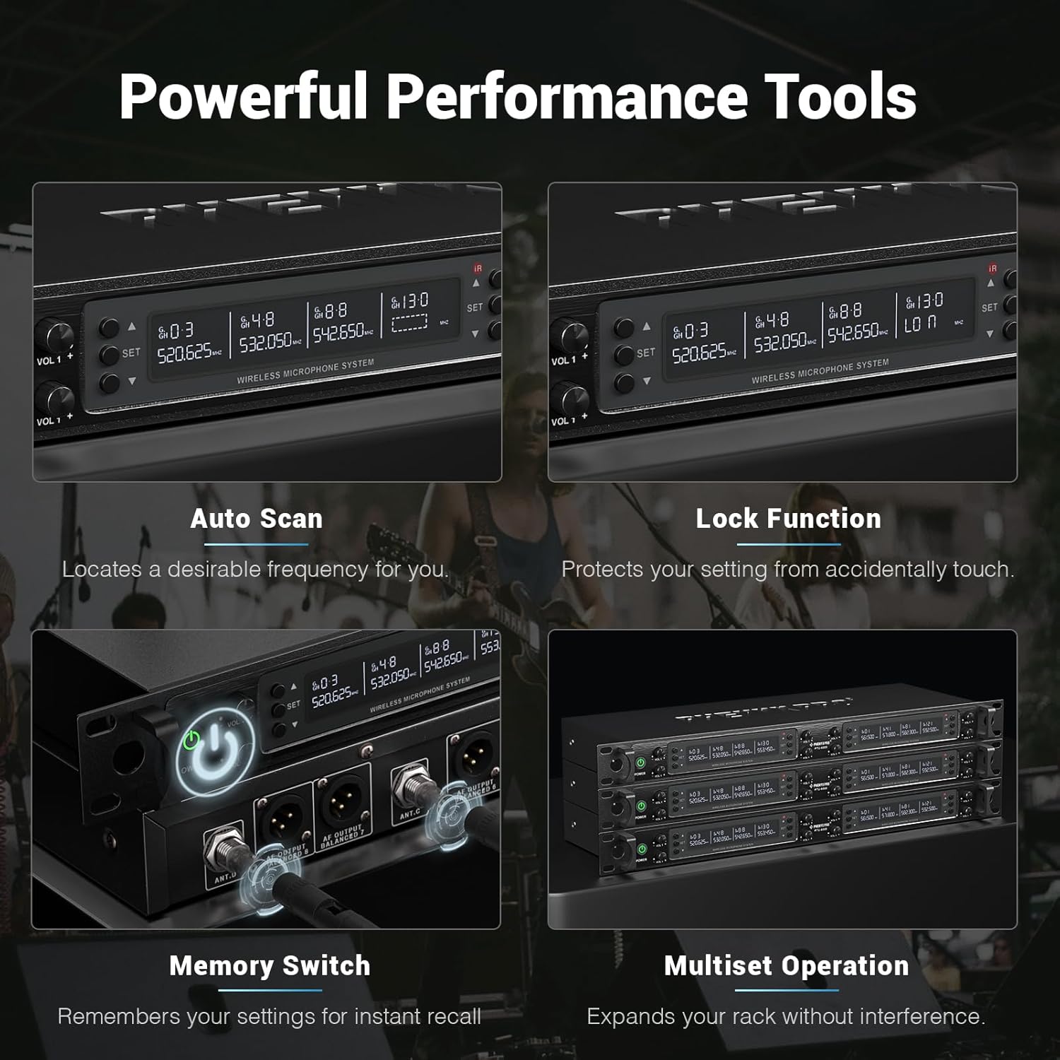 Phenyx Pro Wireless Microphone System, 8-Channel Wireless Mic, w/ 8 Handheld Dynamic Microphones, Auto Scan,8x40 UHF Frequencies, 328ft Range, Mics for Singing,Church, Karaoke(PTU-6000-8H)