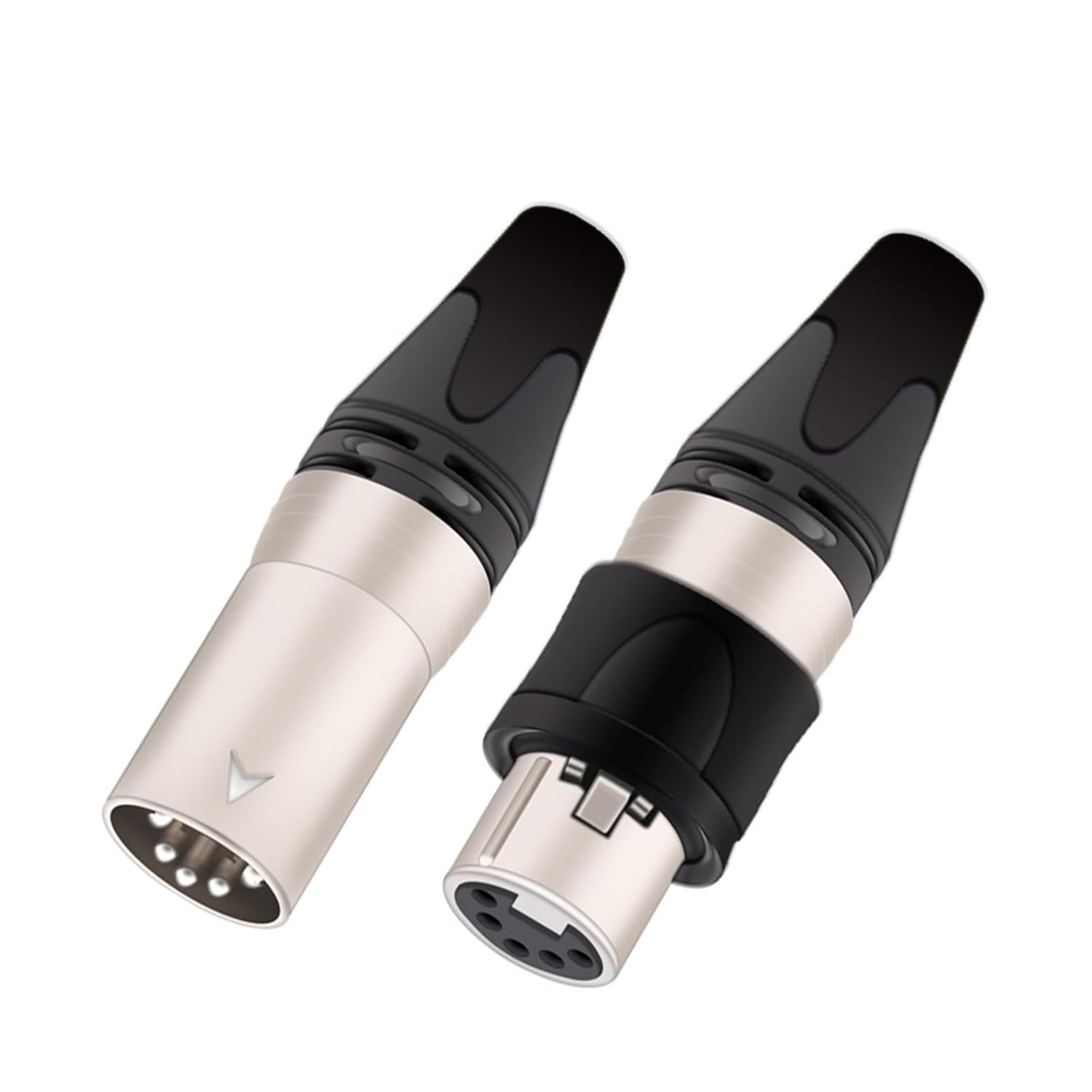 10Pcs/5sets 5Pin XLR Male&Female Plug MIC Cable Wire Connector Nickel Plated 5 Pole XLR Plug Black/Silver Shell (Color : 5xM 5xF-Blue-S)