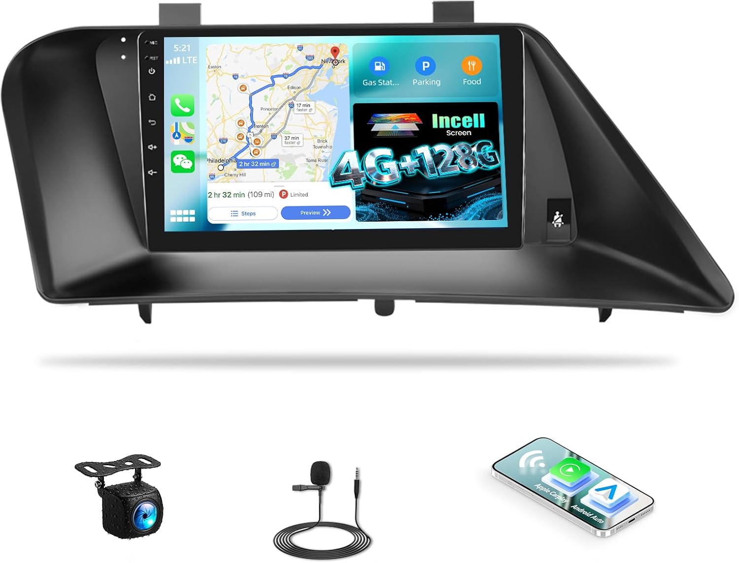 4G+128G Android Car Stereo Radio for Lexus RX270/RX350 2009-2014 9 Inch incell Touch Screen with WiFi Bluetooth Wireless Carplay Android Auto GPS Navigation Backup Camera SWC FM RDS MIC