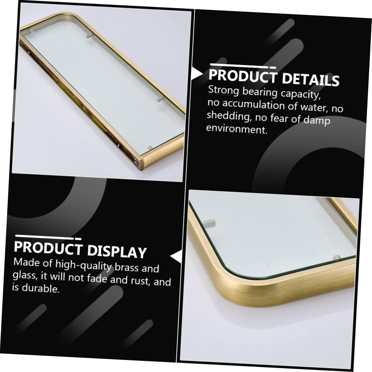 Bathroom Organization Wall Hanging Storage Glass Storage Decor Brass Rack Bronze Finish