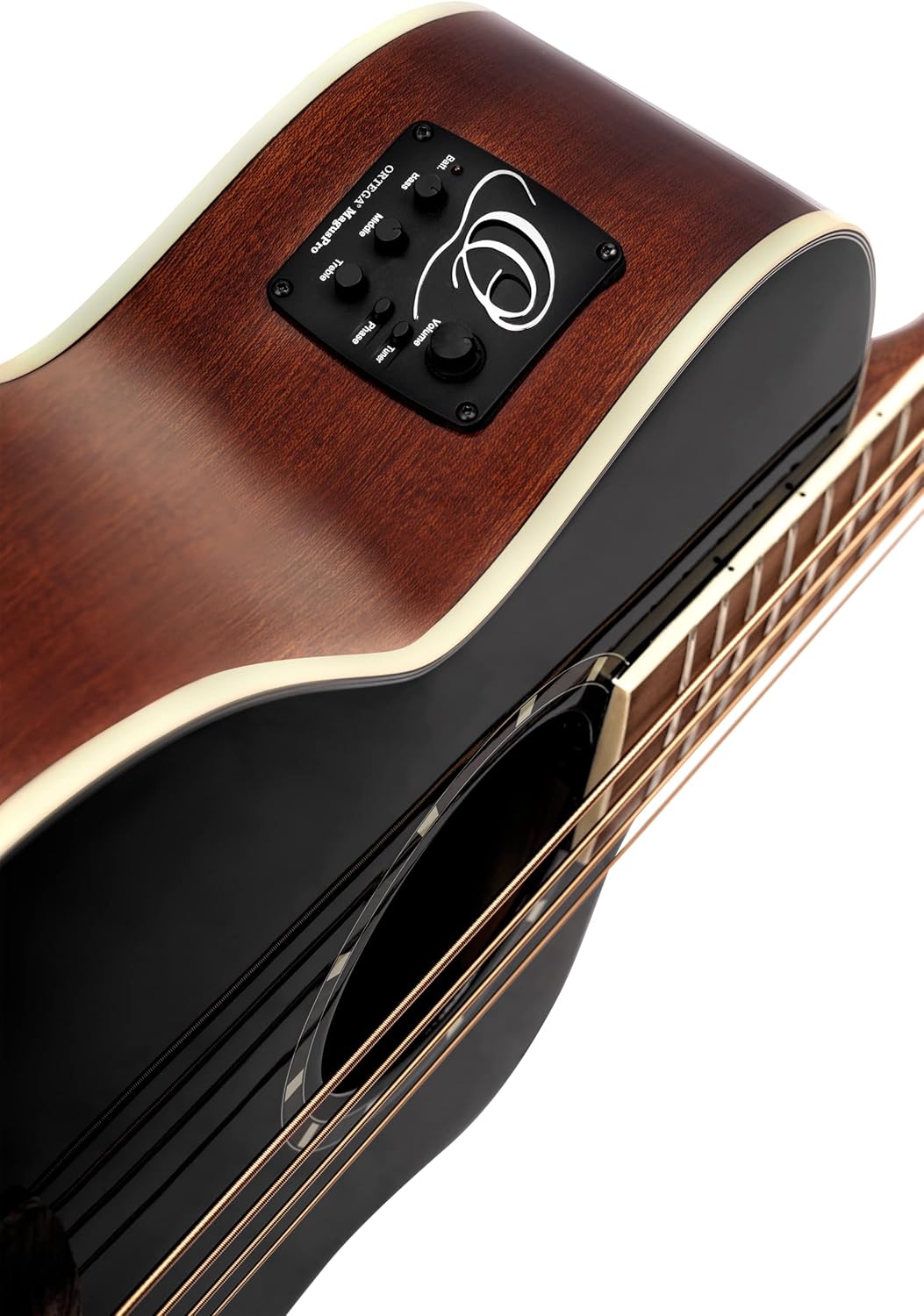 Ortega Guitars Deep Series 4 String Acoustic Bass Guitar, Right-handed, Black, (D8CE-4)