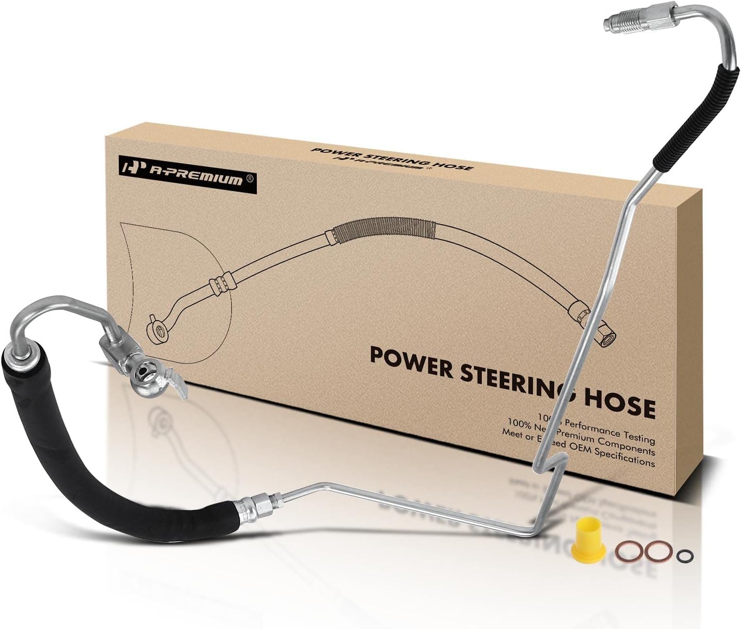 A-Premium Power Steering Pressure Hose Line Assembly Compatible with Infiniti G35 Nissan 350Z 2003 2004 2005 2006, 3.5L, with O-ring & Washer, Pump To Gear