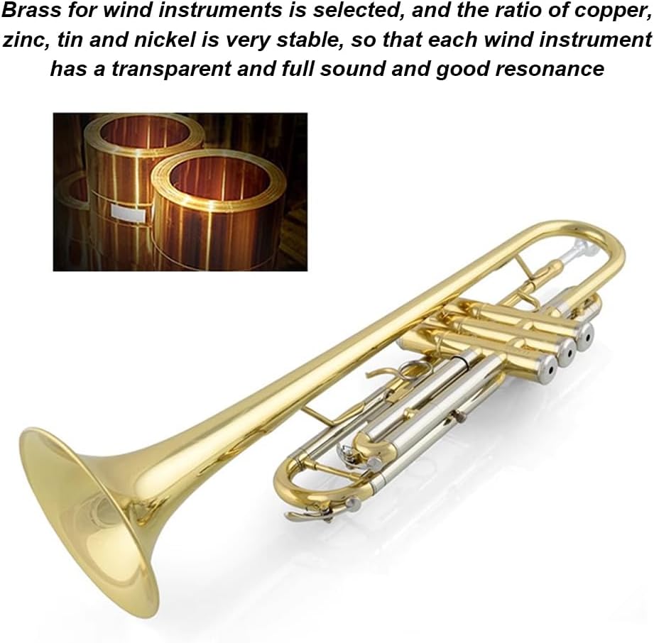 B-Flat Lacquered Trumpet with Transparent Treble and Bass, Suitable for Professional Stage Performance, Grade Examination, Teaching