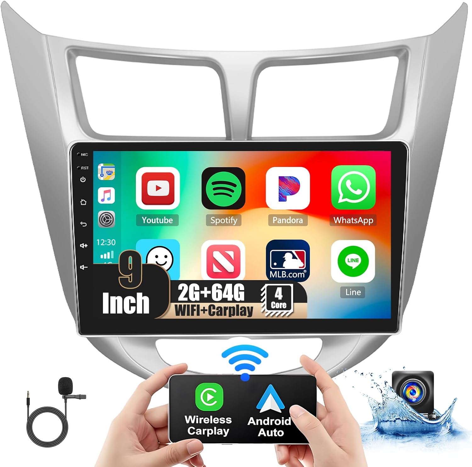 [2G+64G] Android 15 Car Stereo for Hyundai Verna Accent Solaris 2010-2016 with Wireless Carplay Android Auto, 9
