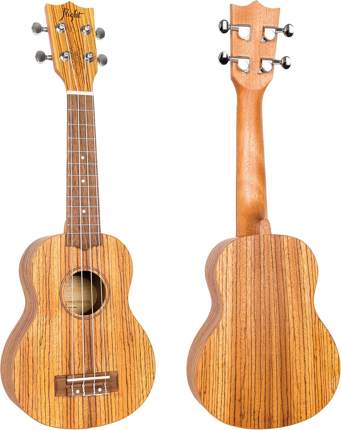 Flight, 4-String Ukulele, Zebrawood, Soprano (DUS322ZEB)
